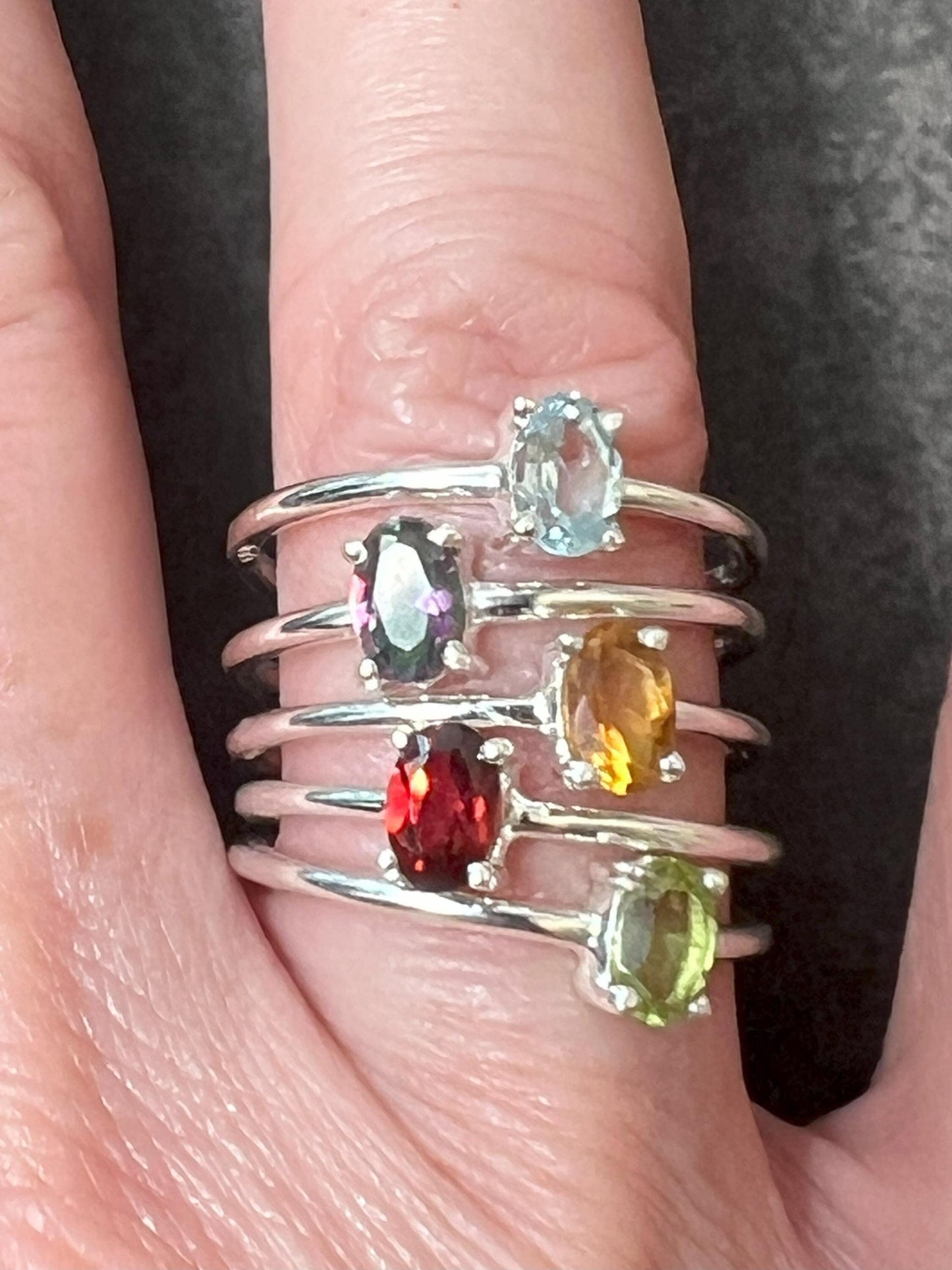 Birthstone Ring, Stackable Gemstone Ring, Perfect for Everyday, Personalized Gifts for Mom, Gift for her, Dainty Jewelry - Jade Bear Gems 