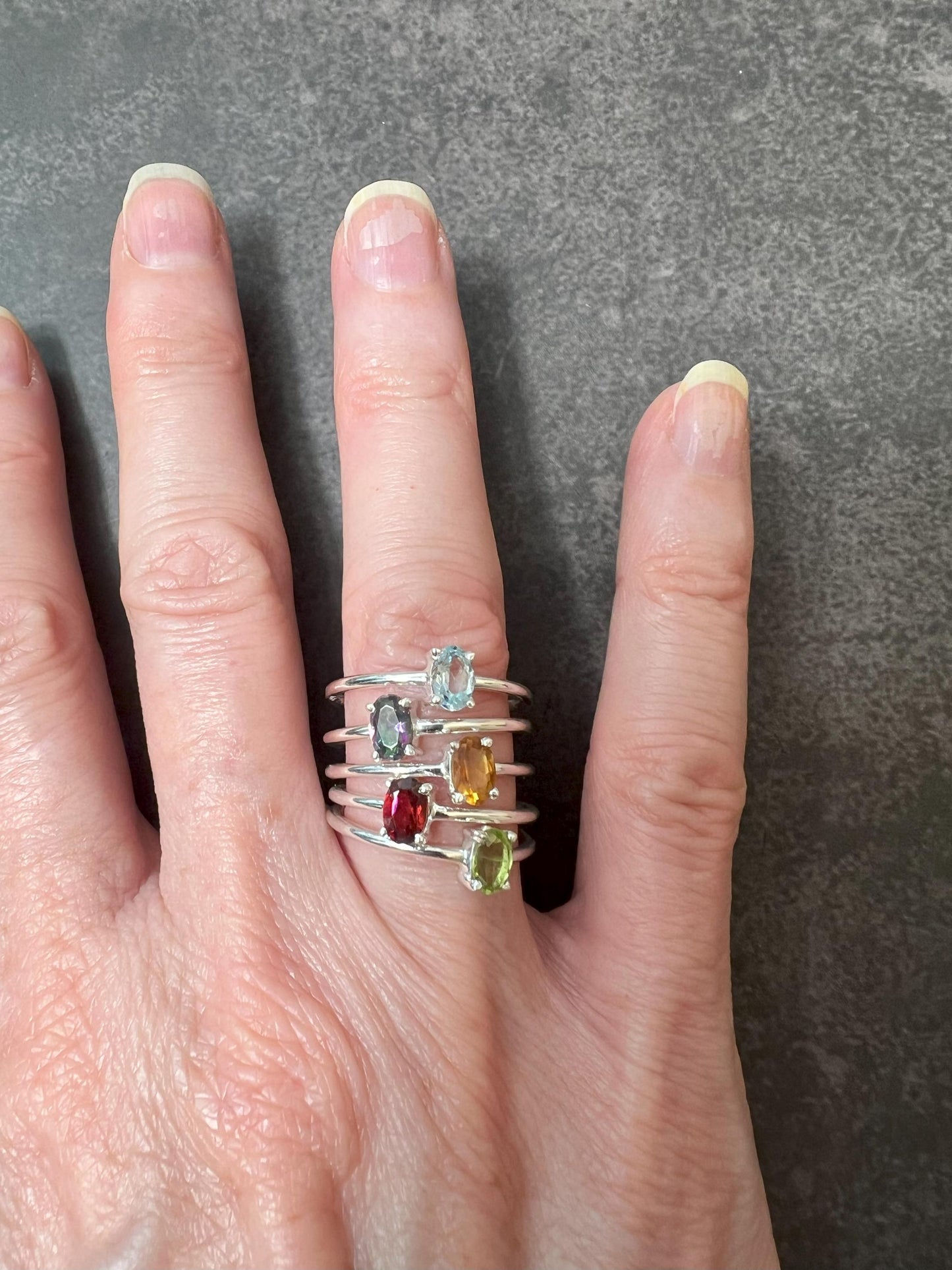 Birthstone Ring, Stackable Gemstone Ring, Perfect for Everyday, Personalized Gifts for Mom, Gift for her, Dainty Jewelry - Jade Bear Gems 