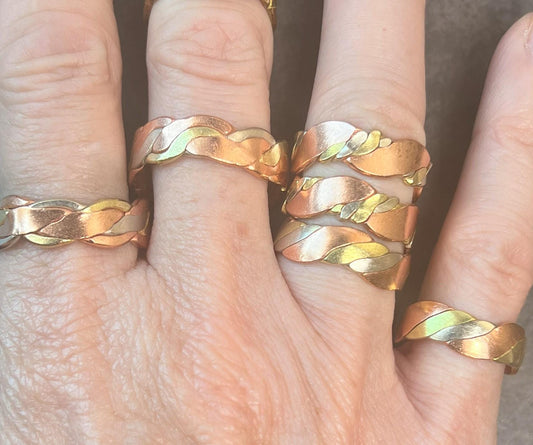 Braided two-tone design copper ring - 6mm Copper Band - Boho Style Ring - Ring For Him - Ring For Her - Copper Jewelry - Unisex - Jade Bear Gems 