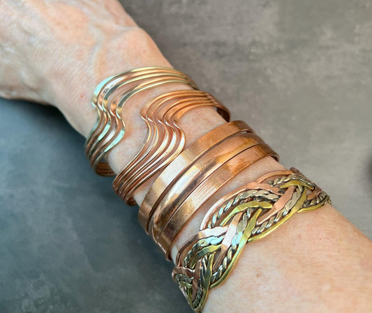 Copper Bracelet - Copper Cuff Bracelet - Adjustable Copper Jewelry - Multiple Designs - Jade Bear Gems 