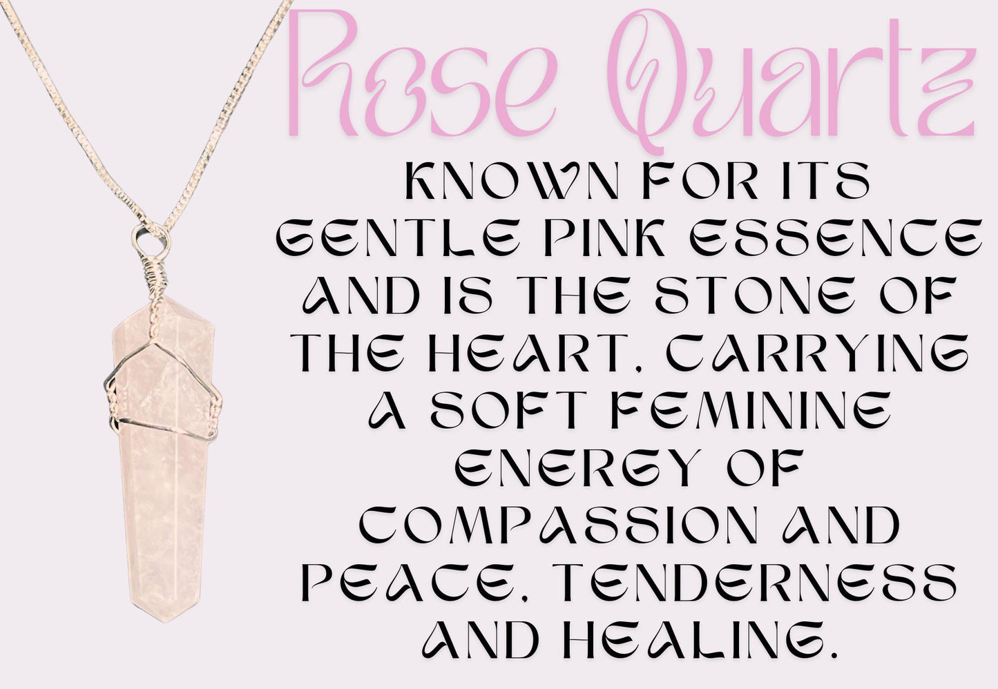 Crystal Necklace Silver Wire Wrap Rose Quartz Necklace, Crystal Point Jewelry Pendant, - Jade Bear Gems 