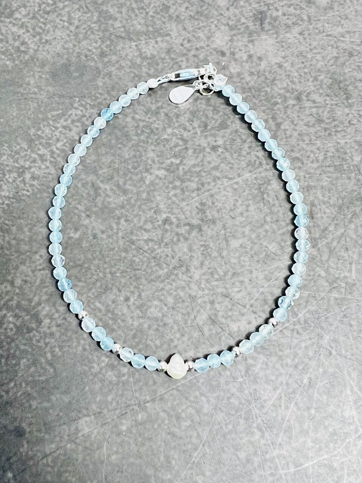 Dainty Gemstone and Freshwater Pearl Bracelet, Sterling Silver, Delicate Birthstones - Jade Bear Gems 