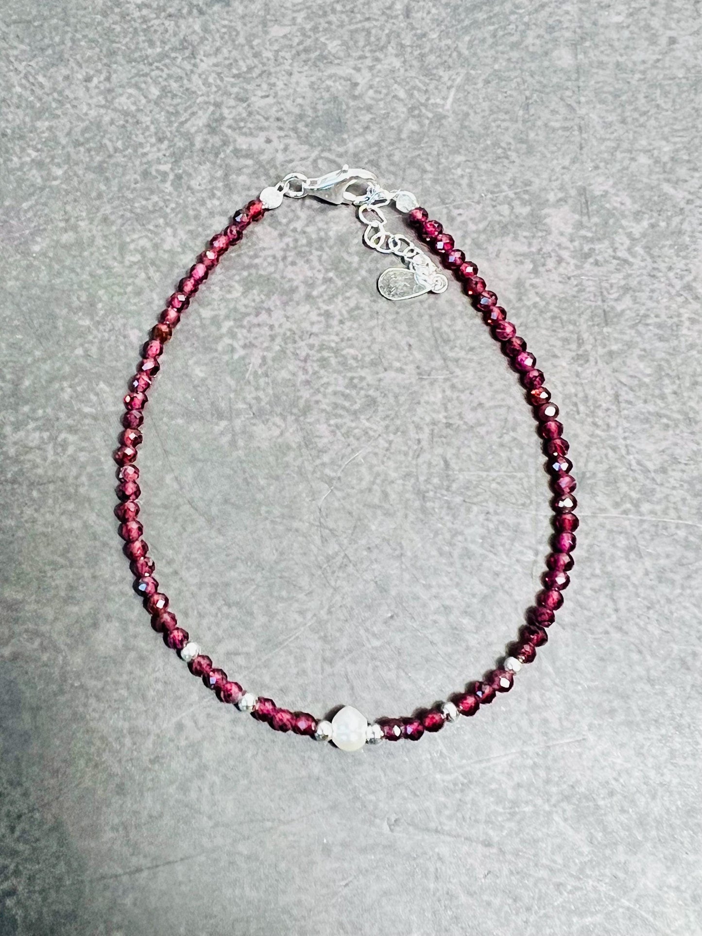 Dainty Gemstone and Freshwater Pearl Bracelet, Sterling Silver, Delicate Birthstones - Jade Bear Gems 