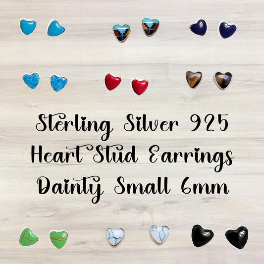 Dainty Heart Earrings, Small Stud Earrings, Sterling Silver Post Earrings - Jade Bear Gems 