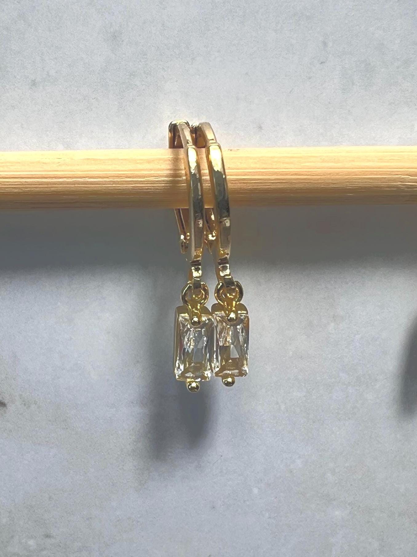 Dainty Huggie Earrings, Gold Gemstone Hoops, Minimalist Birthstone Jewelry, Gold Leverback - Jade Bear Gems 
