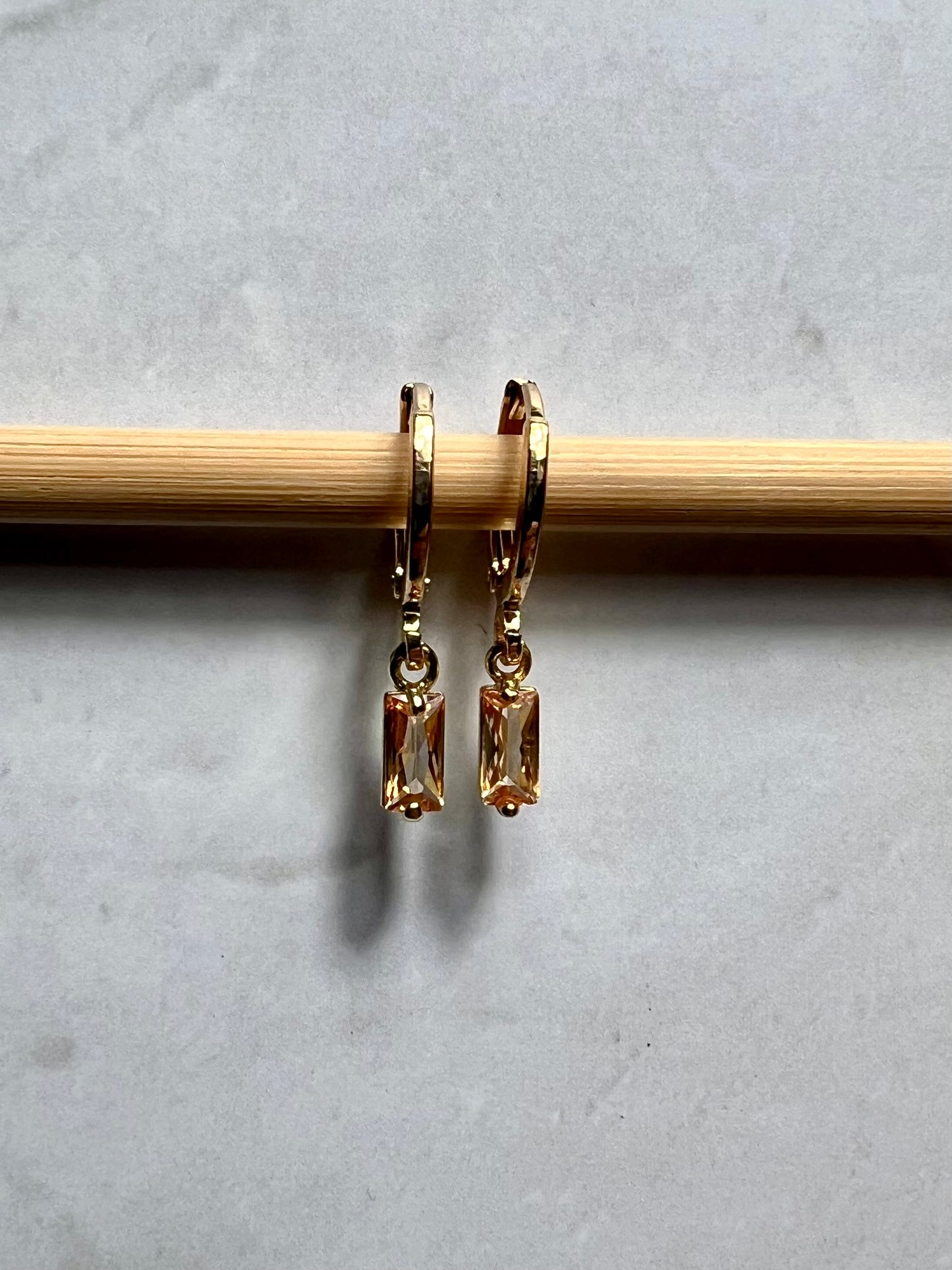 Dainty Huggie Earrings, Gold Gemstone Hoops, Minimalist Birthstone Jewelry, Gold Leverback - Jade Bear Gems 