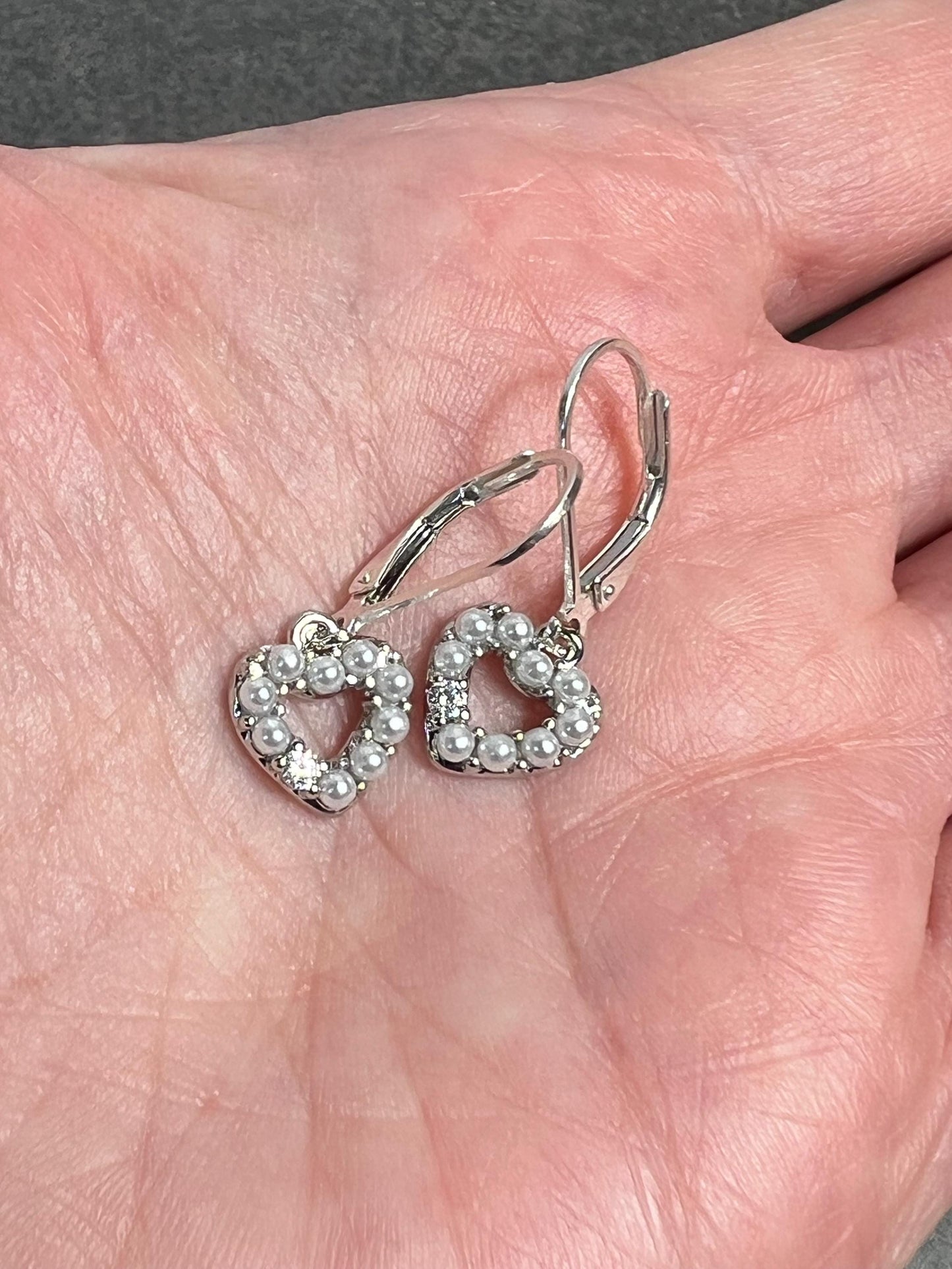 Dainty Pearl Heart Earrings, Gold Heart Hoops, Huggie Earrings, Minimalist Pearl Jewelry - Jade Bear Gems 