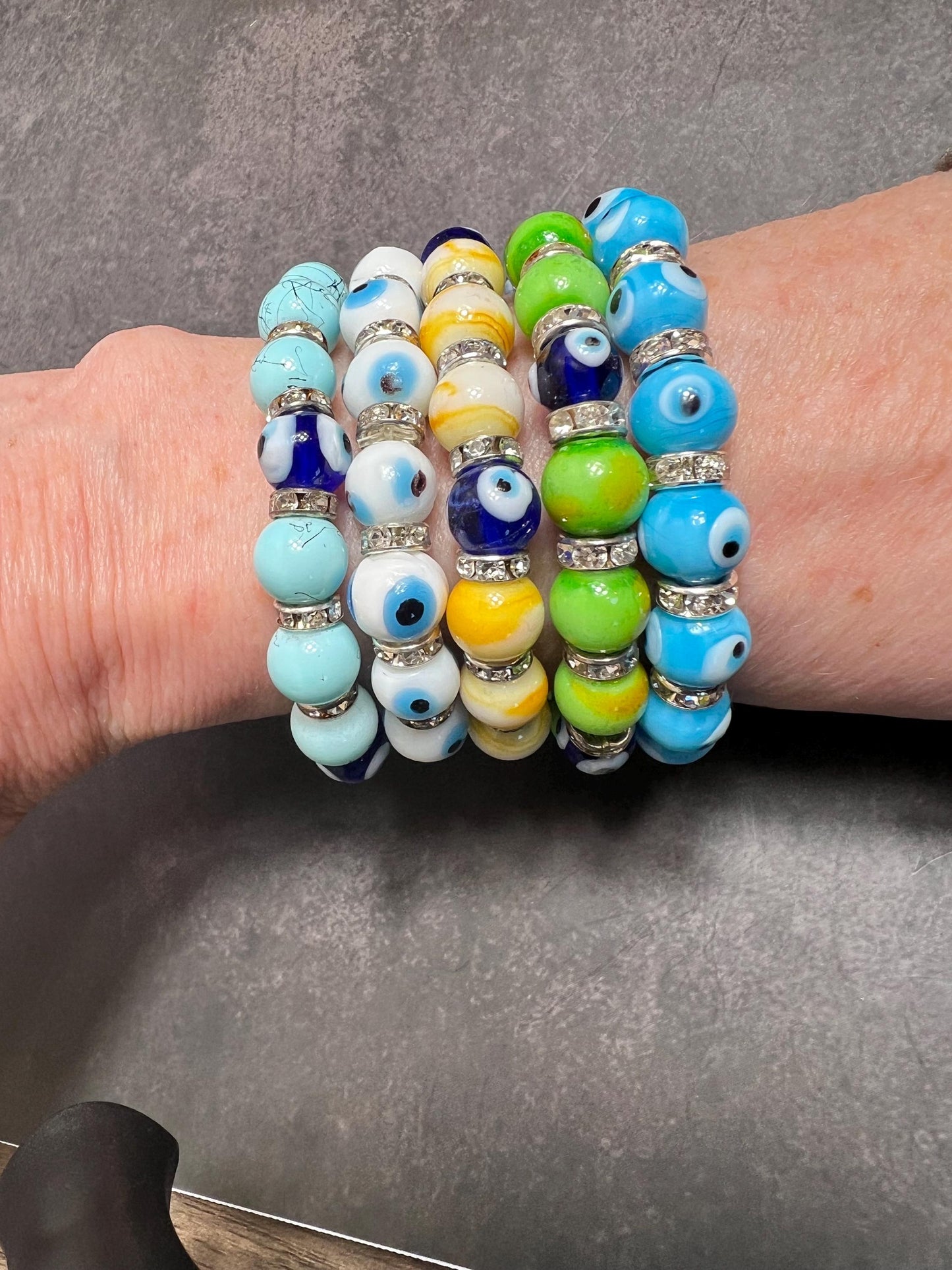 Evil Eye Stretch Bracelet for Protection, Good Luck Evil Eye Bracelet, Gift for Her, Evil Eye Bracelet - Jade Bear Gems 