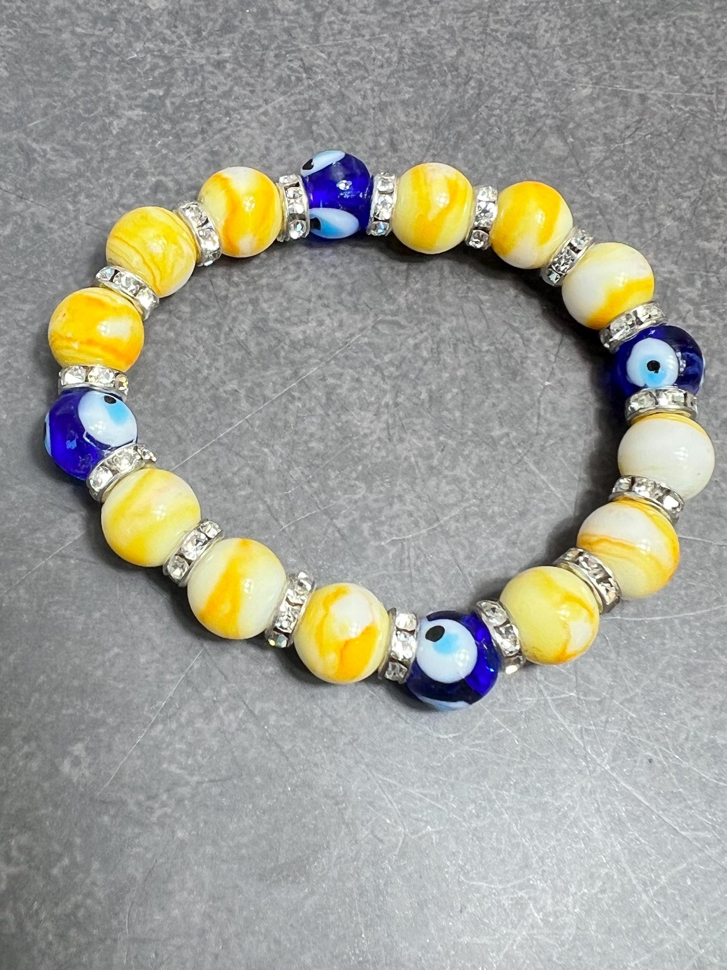 Evil Eye Stretch Bracelet for Protection, Good Luck Evil Eye Bracelet, Gift for Her, Evil Eye Bracelet - Jade Bear Gems 