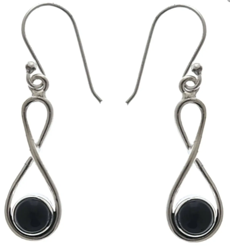 Black Onyx Sterling Silver Drop Earrings: Minimalist Gothic Jewelry - Jade Bear Gems 
