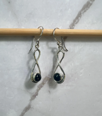 Black Onyx Sterling Silver Drop Earrings: Minimalist Gothic Jewelry - Jade Bear Gems 