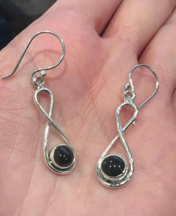Black Onyx Sterling Silver Drop Earrings: Minimalist Gothic Jewelry - Jade Bear Gems 