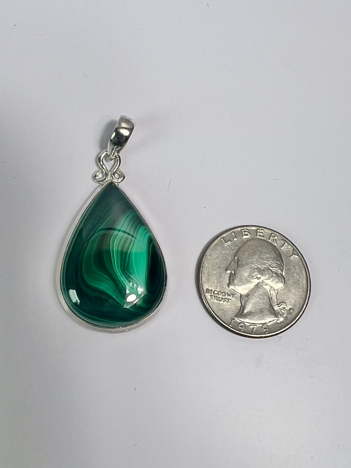 Malachite Sterling Silver Pendant: Natural Gemstone Jewelry
