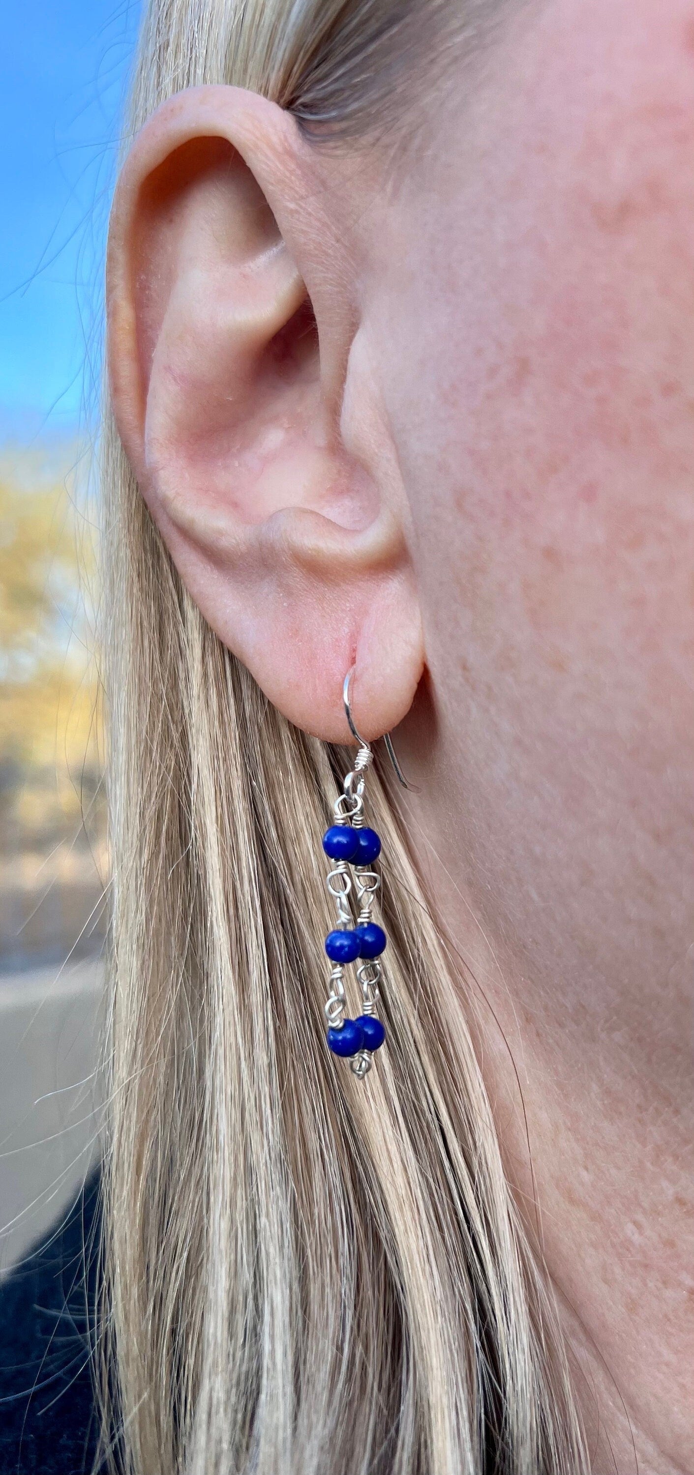 Gemstone Beads Dangle Earrings Sterling Silver 925 Multiple Options Handmade to Order - Jade Bear Gems 