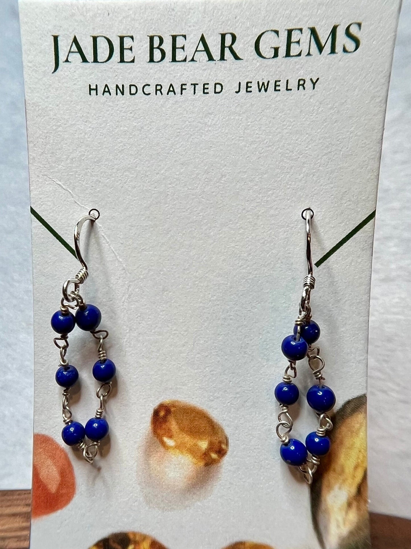 Gemstone Beads Dangle Earrings Sterling Silver 925 Multiple Options Handmade to Order - Jade Bear Gems 