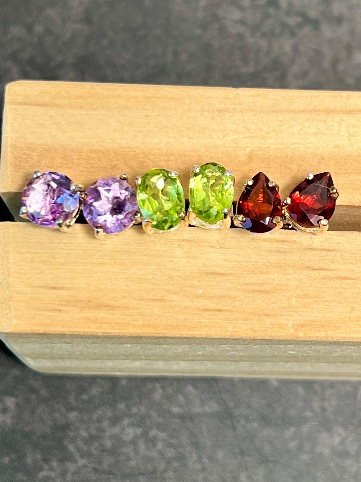 Gemstone Stud Earrings • Birthstone Post Earrings • Natural Gemstones • Birthstone Gift for Her • Bridesmaids Gift • Minimalist Jewelry - Jade Bear Gems 