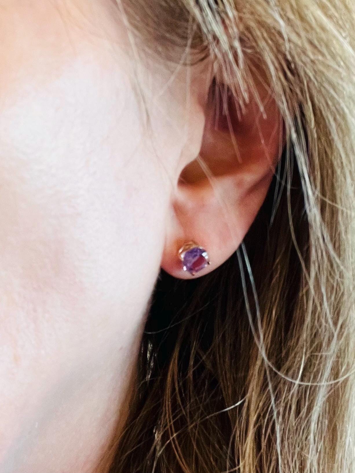 Gemstone Stud Earrings • Birthstone Post Earrings • Natural Gemstones • Birthstone Gift for Her • Bridesmaids Gift • Minimalist Jewelry - Jade Bear Gems 