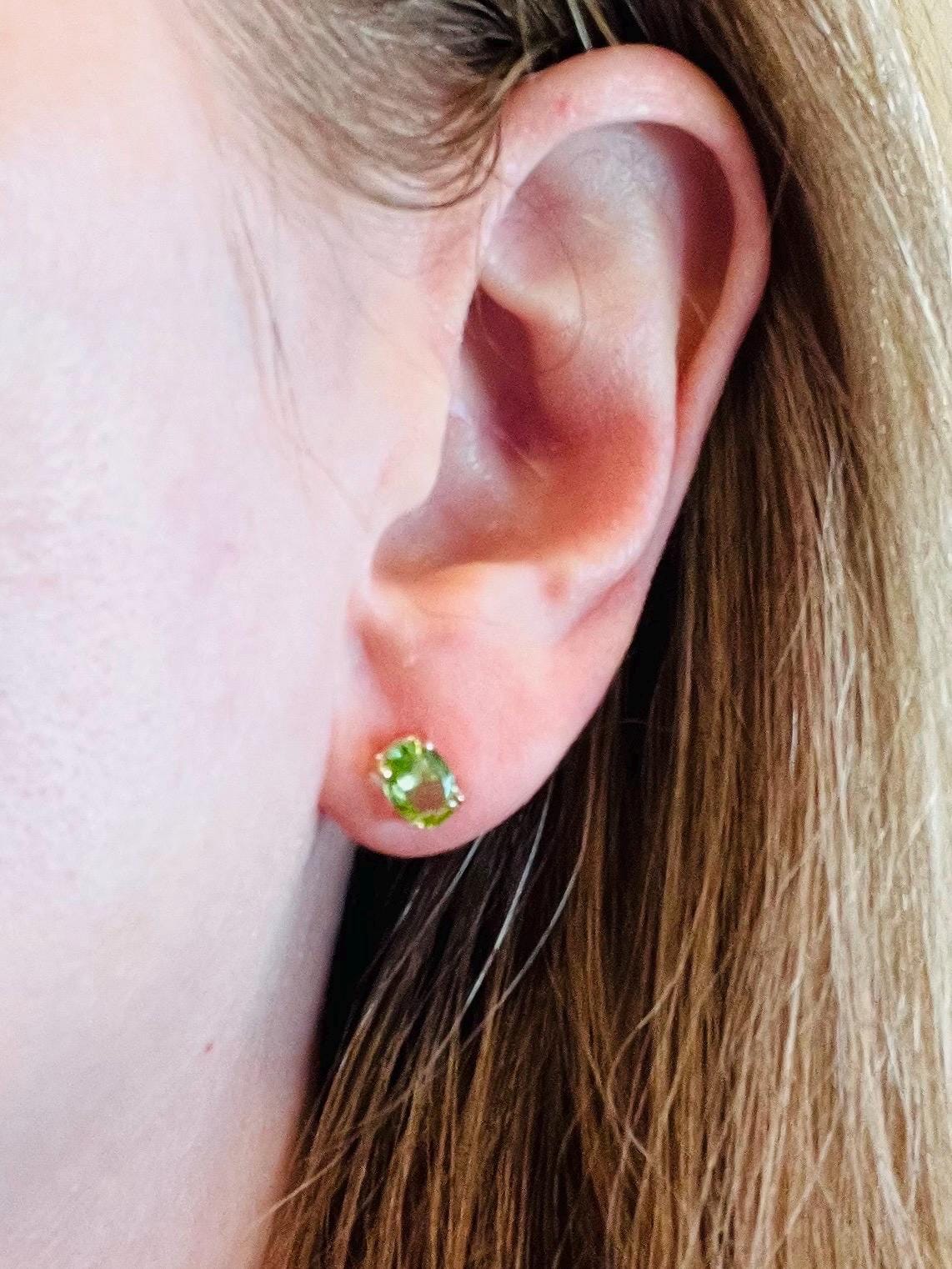 Gemstone Stud Earrings • Birthstone Post Earrings • Natural Gemstones • Birthstone Gift for Her • Bridesmaids Gift • Minimalist Jewelry - Jade Bear Gems 