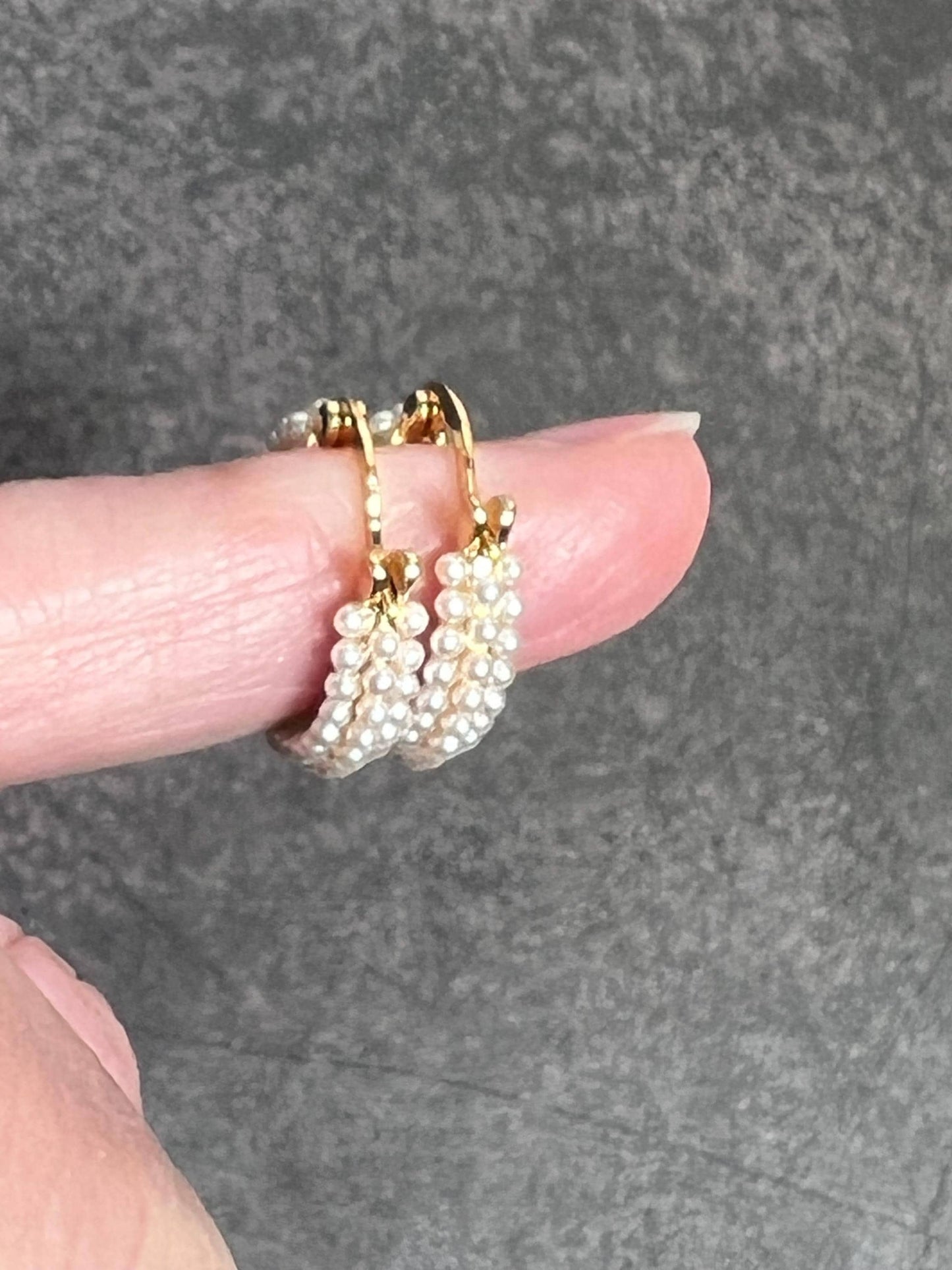 Gold Pearl Huggie Hoops, Perfect Wedding Earrings, Bridesmaids Jewelry, Gift for Her - Jade Bear Gems 