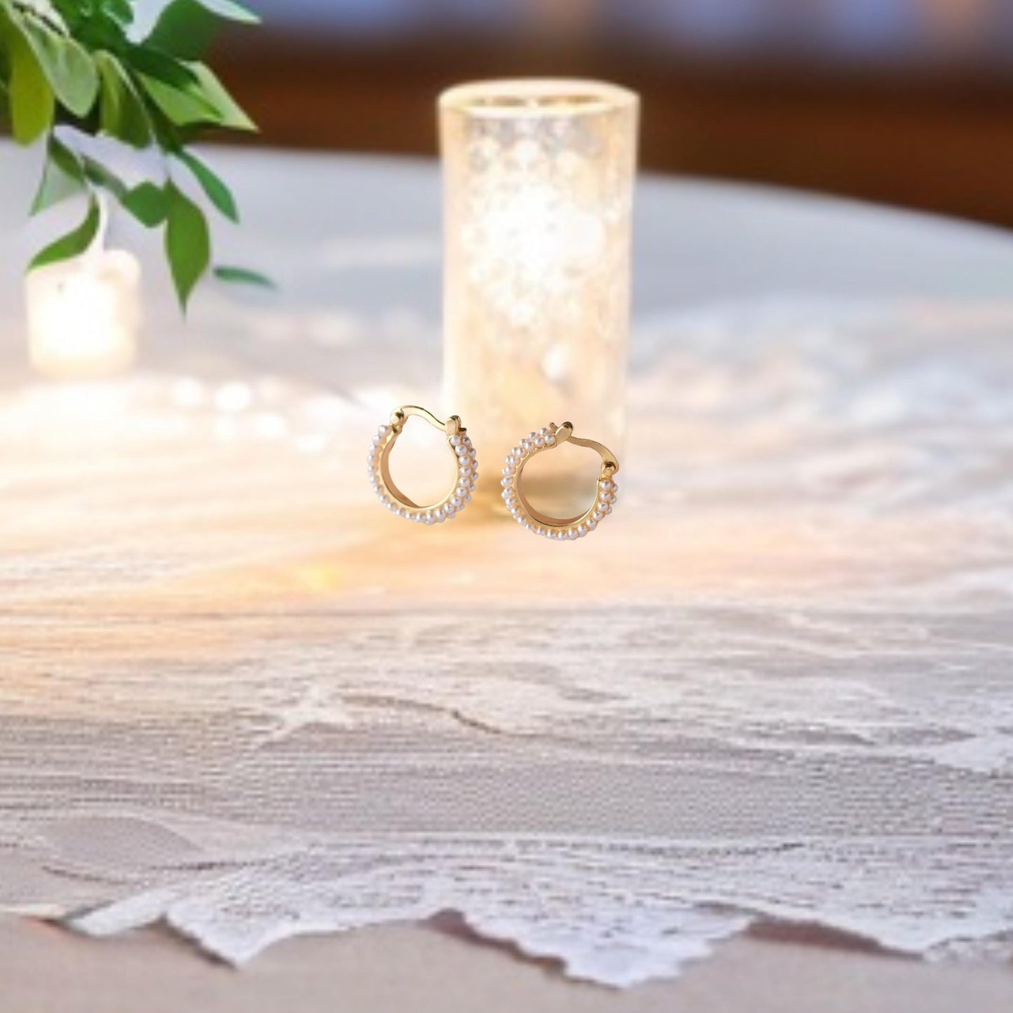 Gold Pearl Huggie Hoops, Perfect Wedding Earrings, Bridesmaids Jewelry, Gift for Her - Jade Bear Gems 