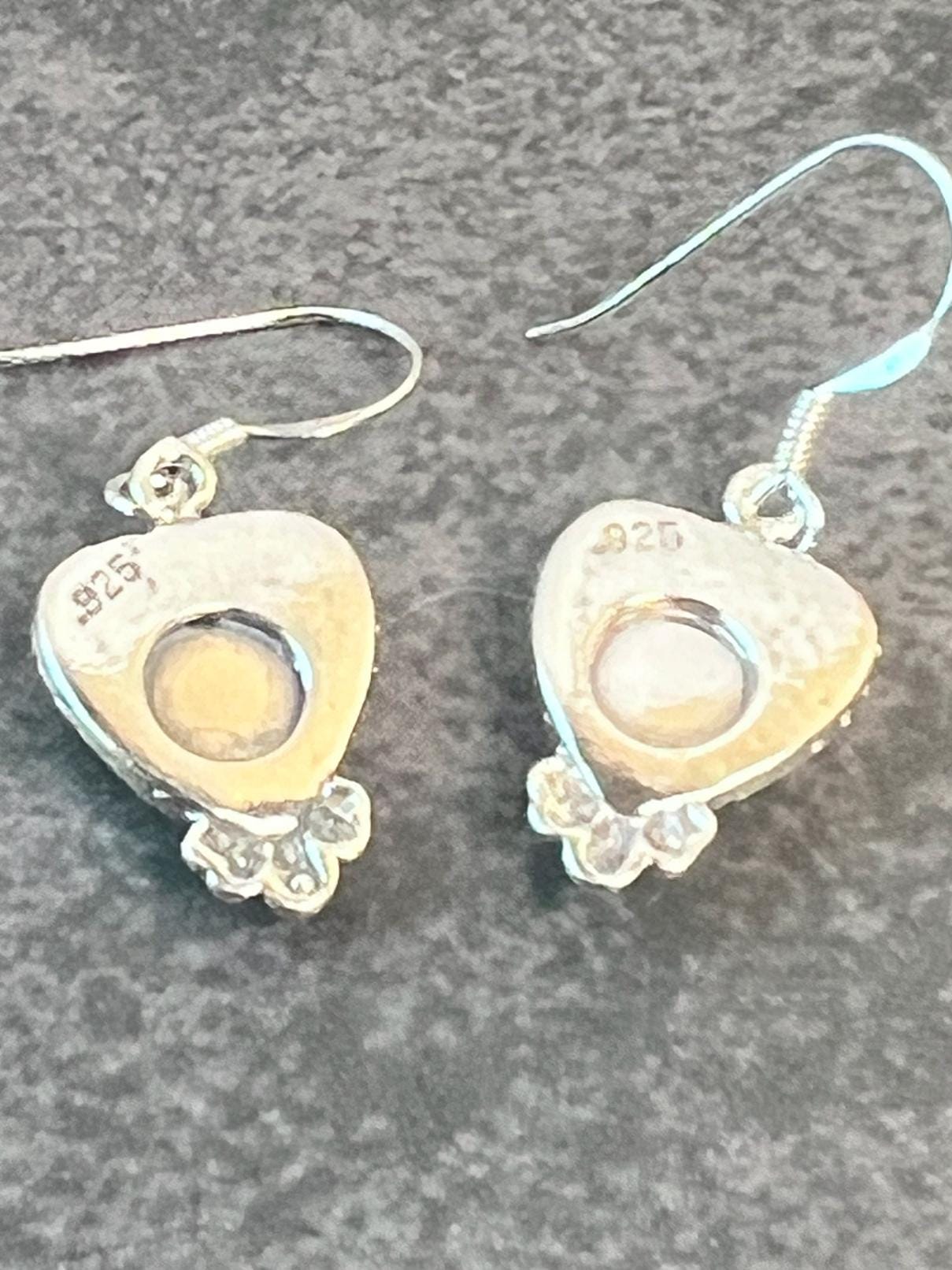 Handcrafted Inlay Heart Earrings on Wires, Southwest Inlay Multicolor Heart Shape, Sterling Silver, Dainty Earrings - Jade Bear Gems 