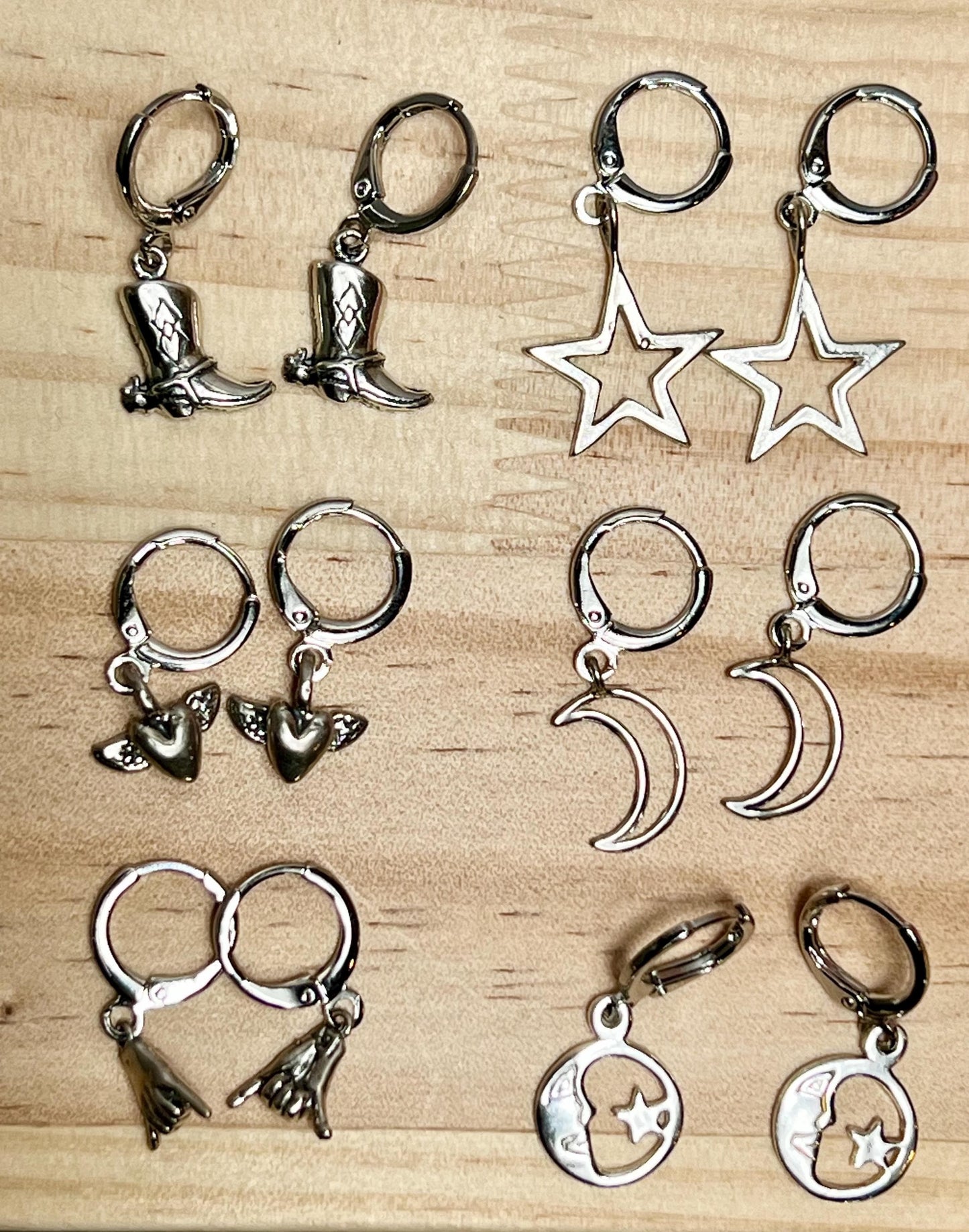 Handmade Fun Huggie Earrings, Huggie Hoops with Charms, Leverback Earrings - Jade Bear Gems 