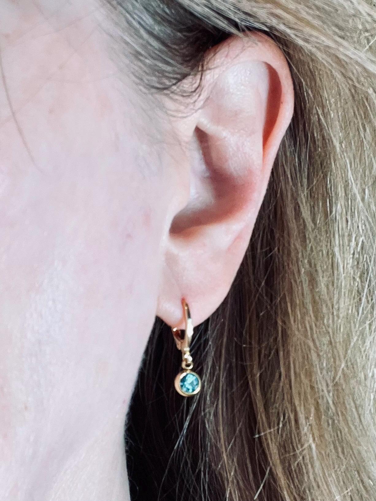 Handmade Huggie Earrings, Dainty Gold Birthstone Earrings, Gemstone Hoops - Jade Bear Gems 
