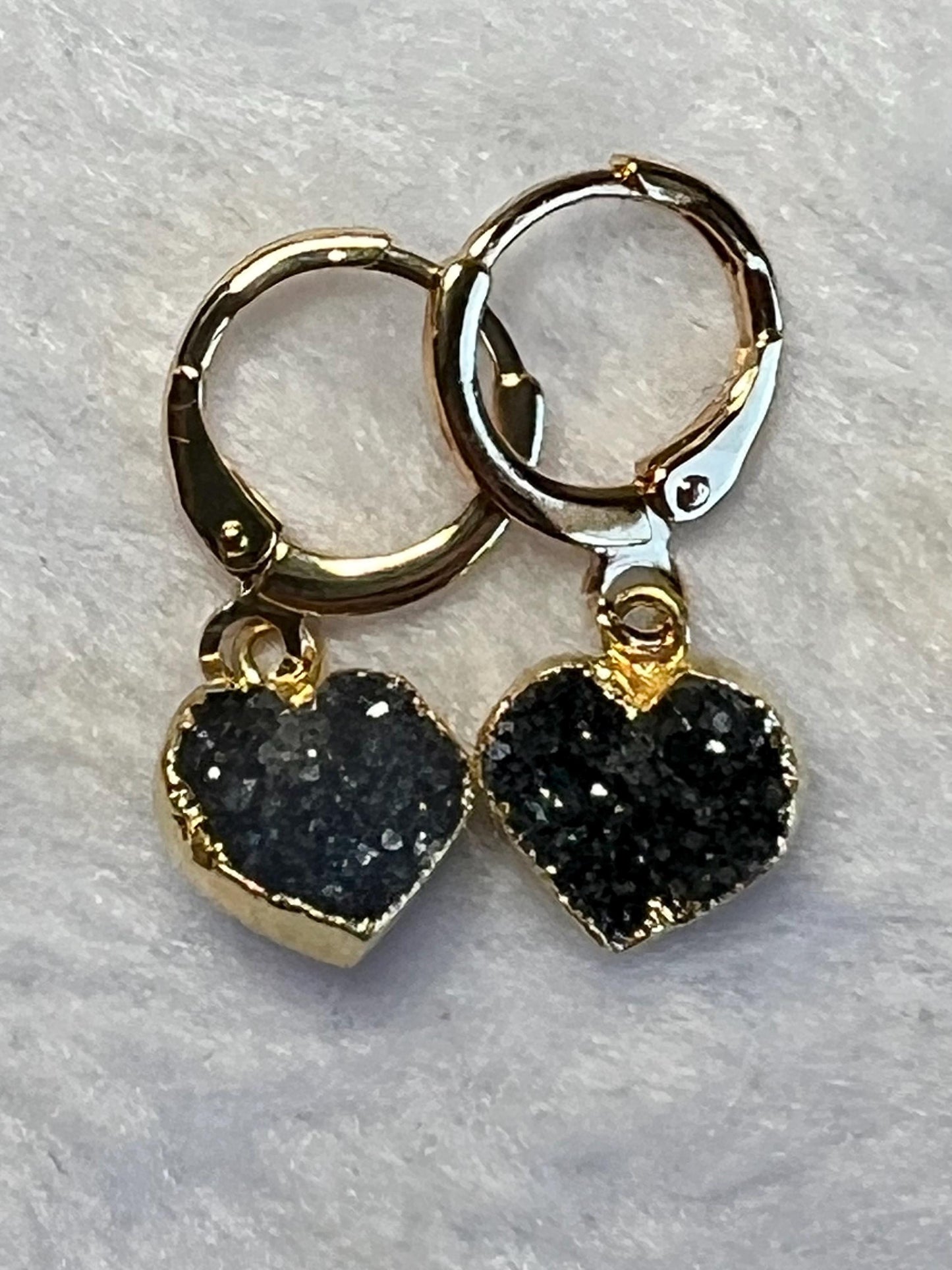 Handmade Huggies, Gold Huggie Hoops with Gemstone Charms, Leverback Earrings - Jade Bear Gems 
