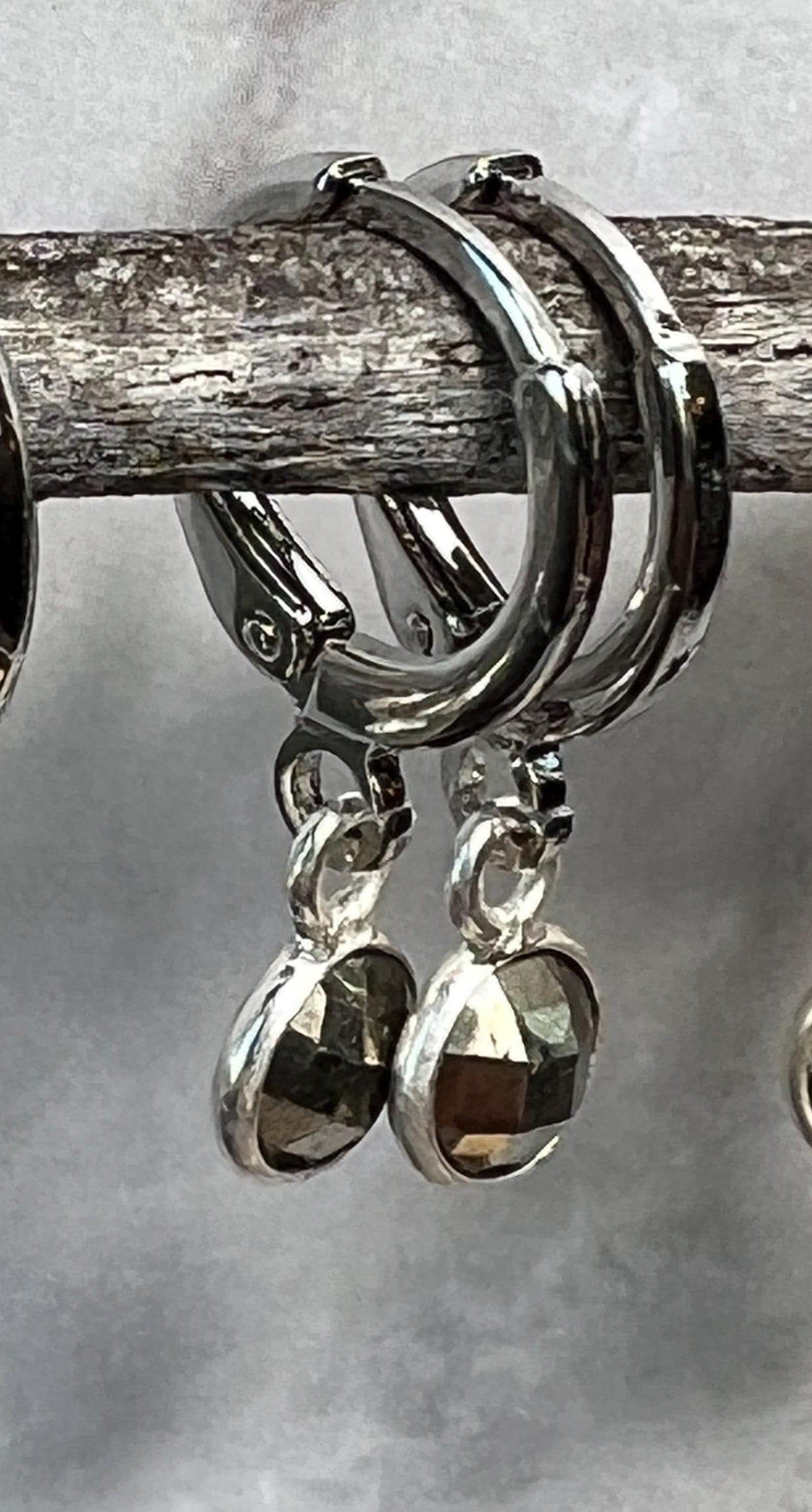 Handmade Huggies, Silver Huggie Hoops with Gemstone Charms, Cute Huggies, Dainty Hoops, Silver Dainty Hoop Earrings, Leverback Earrings - Jade Bear Gems 