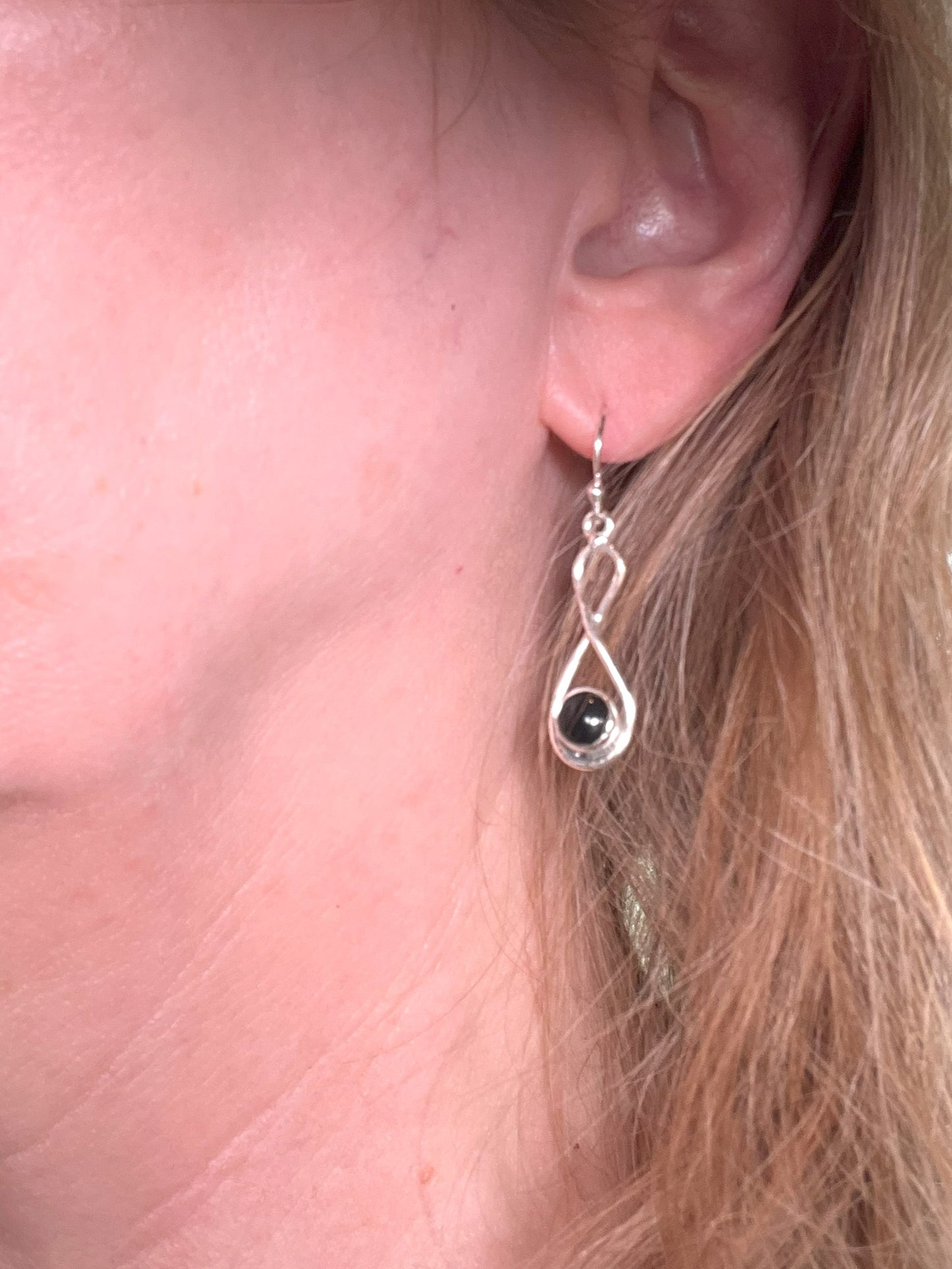 Black Onyx Sterling Silver Drop Earrings: Minimalist Gothic Jewelry - Jade Bear Gems 