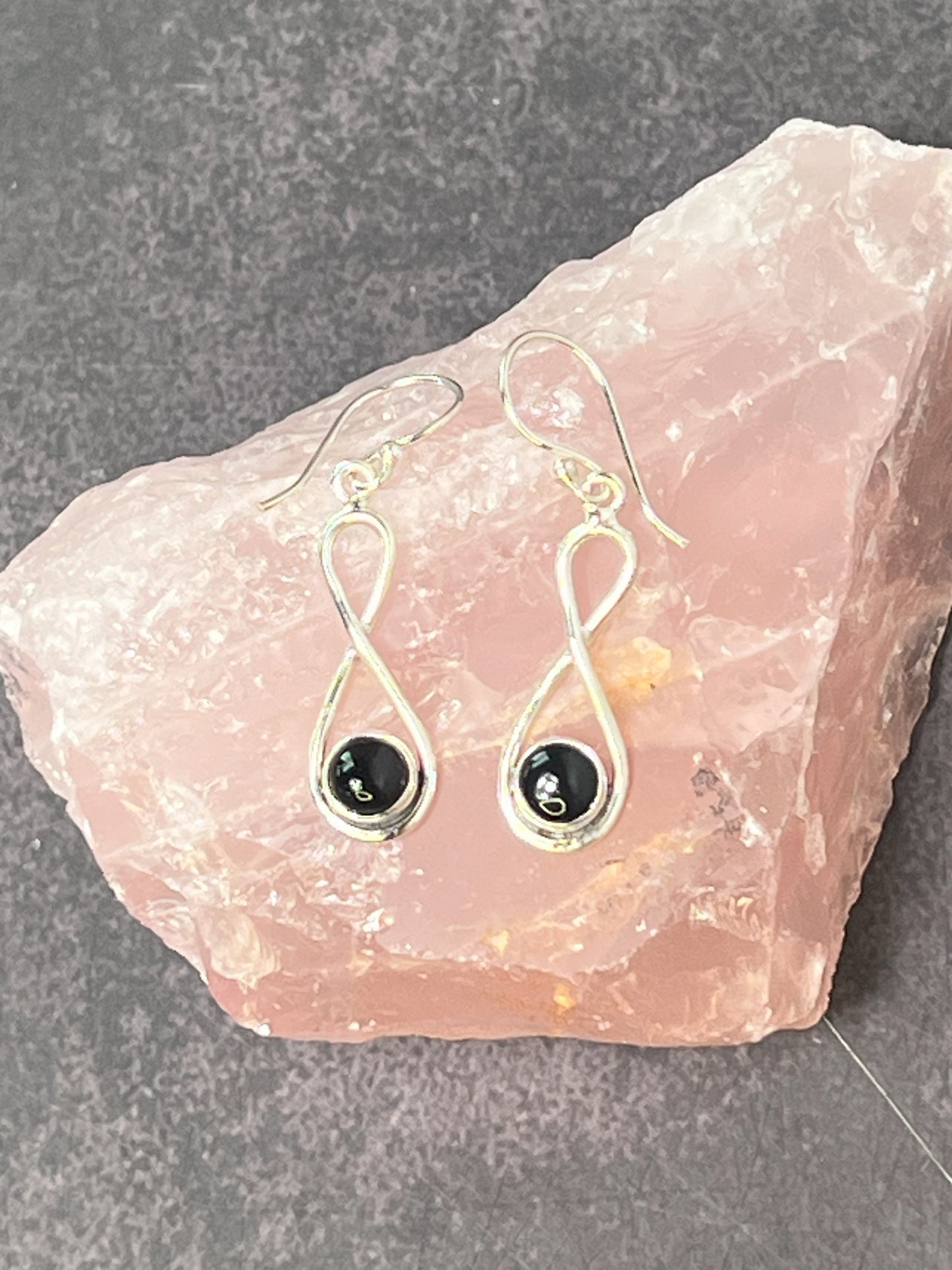 Black Onyx Sterling Silver Drop Earrings: Minimalist Gothic Jewelry - Jade Bear Gems 