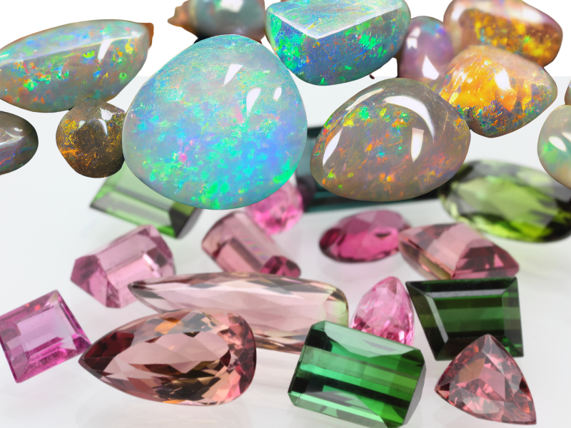 Opal or Tourmaline October Birthstone Jade Bear Gems