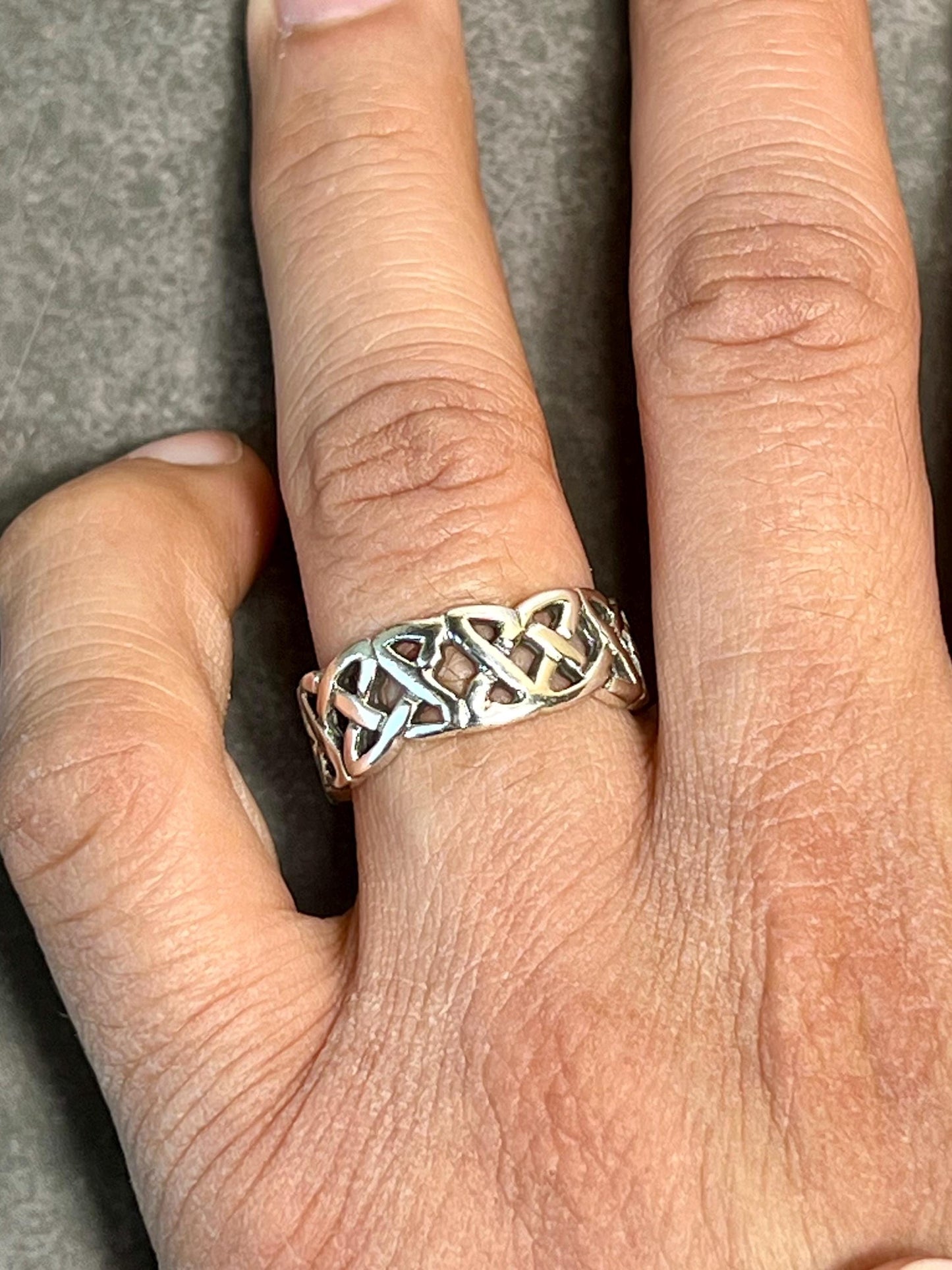 Men's Celtic Ring, Solid 925 Sterling Silver Celtic Pattern Ring, Celtic Knot Ring, Stylish Ring, Wedding Ring, Thumb Ring - Jade Bear Gems 