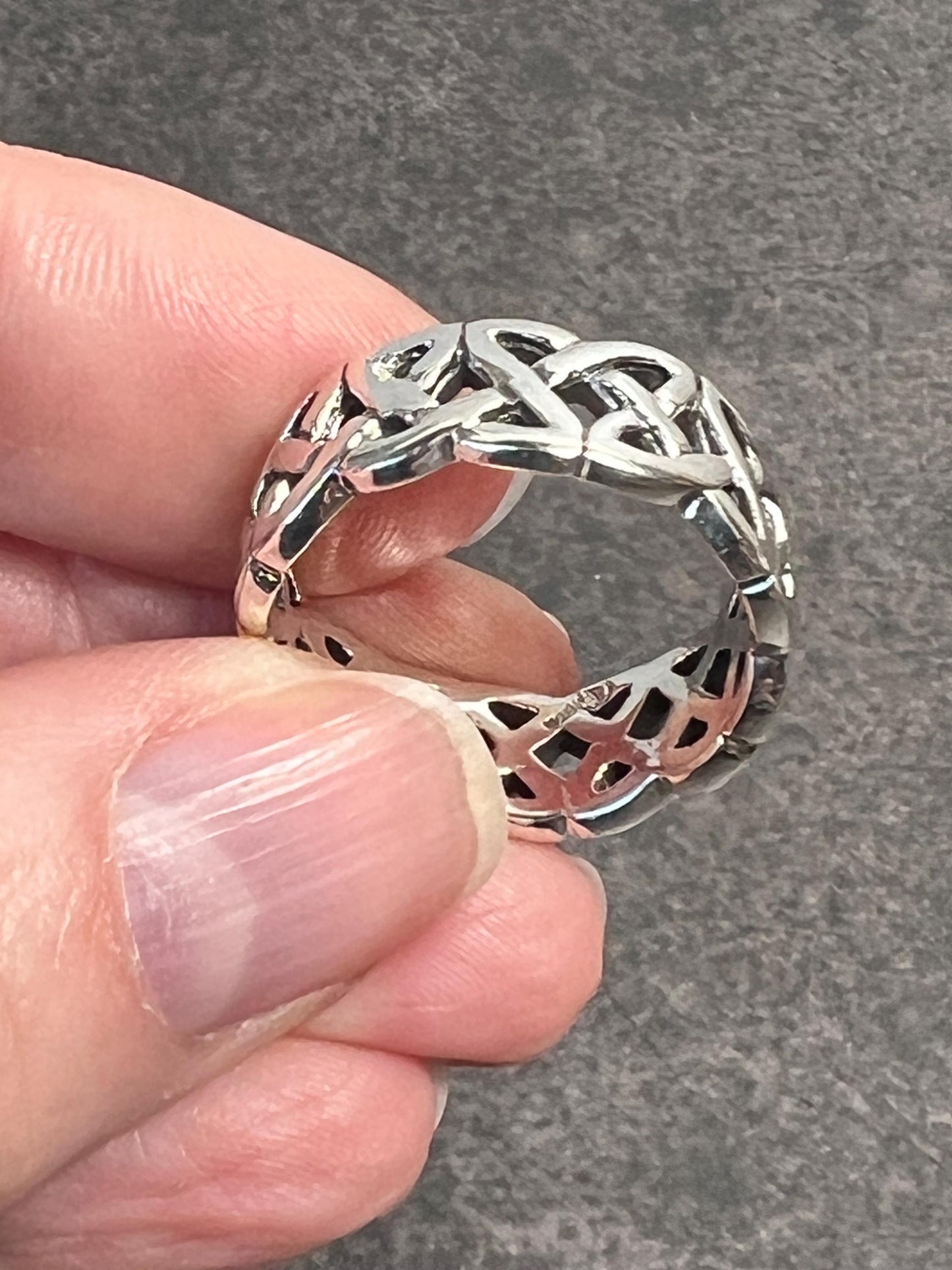 Men's Celtic Ring, Solid 925 Sterling Silver Celtic Pattern Ring, Celtic Knot Ring, Stylish Ring, Wedding Ring, Thumb Ring - Jade Bear Gems 