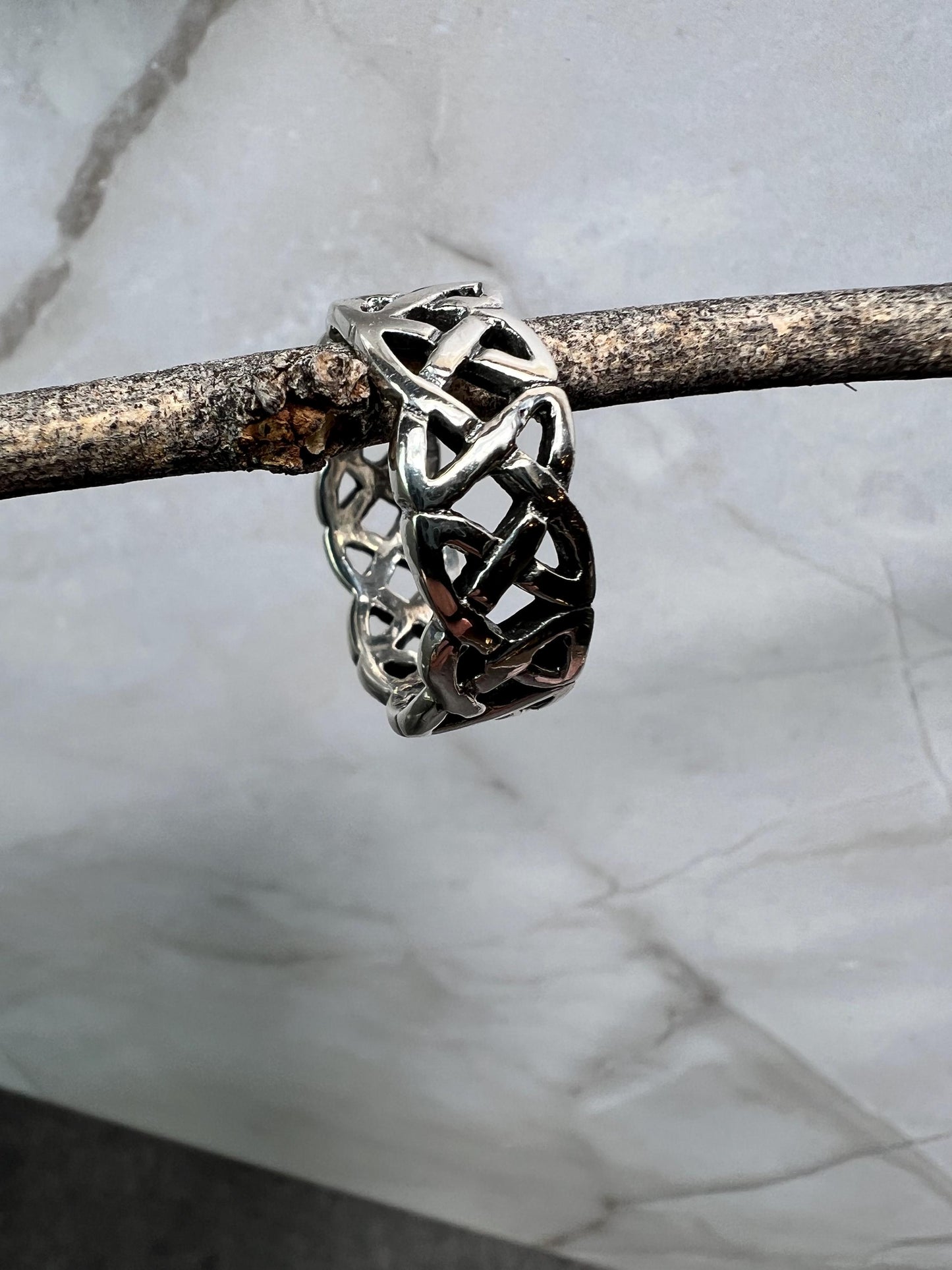 Men's Celtic Ring, Solid 925 Sterling Silver Celtic Pattern Ring, Celtic Knot Ring, Stylish Ring, Wedding Ring, Thumb Ring - Jade Bear Gems 