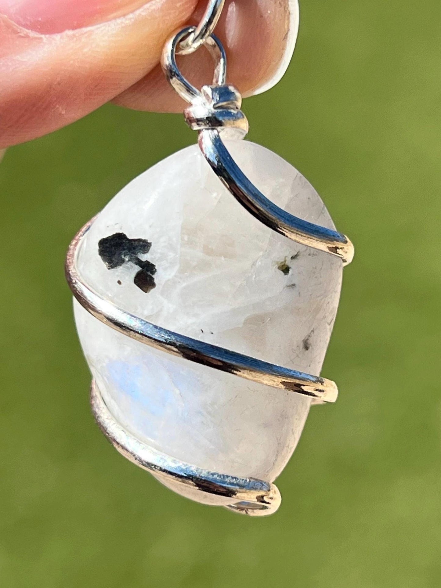 Moonstone Jewelry, Crystals Charm Necklace, Moonstone Crystal, Wire Wrapped Gemstone, Natural Gems, Anti anxiety, Wire wrapped - Jade Bear Gems 