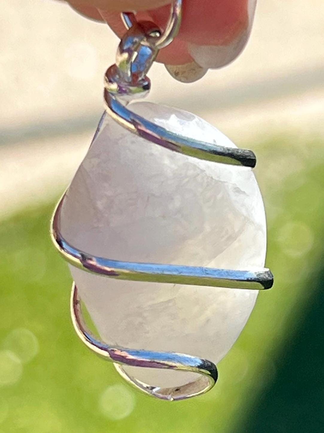 Moonstone Jewelry, Crystals Charm Necklace, Moonstone Crystal, Wire Wrapped Gemstone, Natural Gems, Anti anxiety, Wire wrapped - Jade Bear Gems 