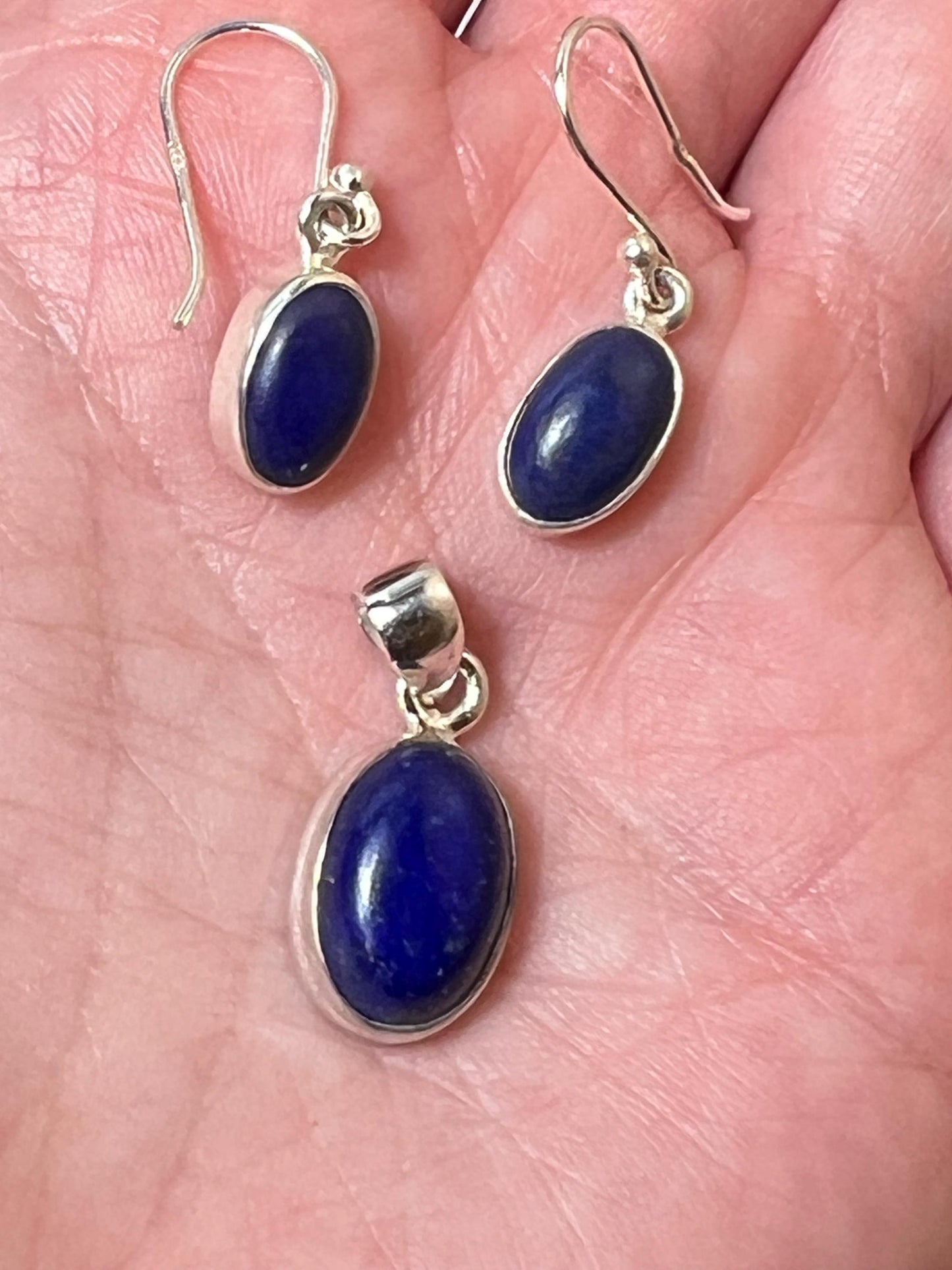 Natural Gemstone Pendant and Earrings Jewelry Set - Lapis Lazuli, Tiger's Eye, Malachite, Turquoise - Jade Bear Gems 