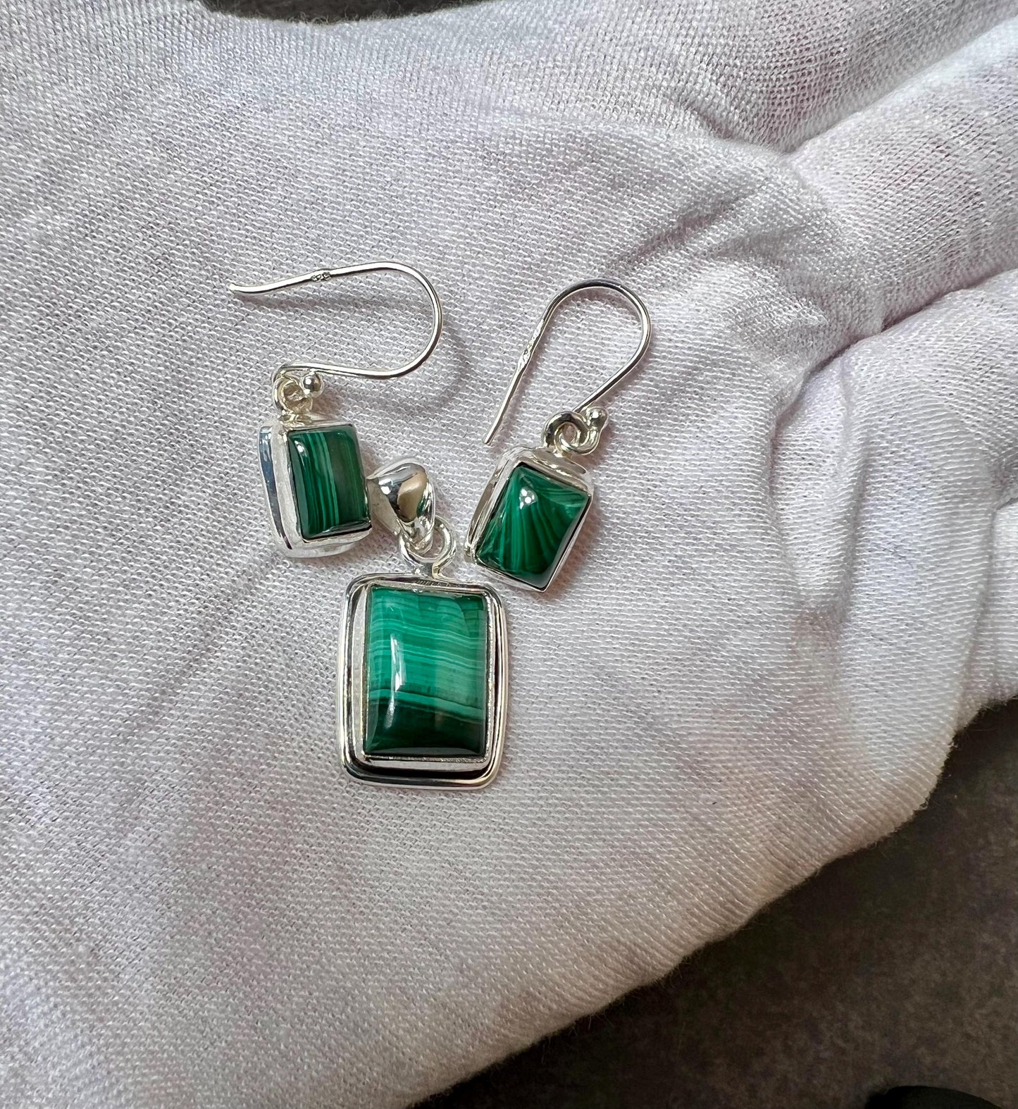 Natural Gemstone Pendant and Earrings Jewelry Set - Lapis Lazuli, Tiger's Eye, Malachite, Turquoise - Jade Bear Gems 