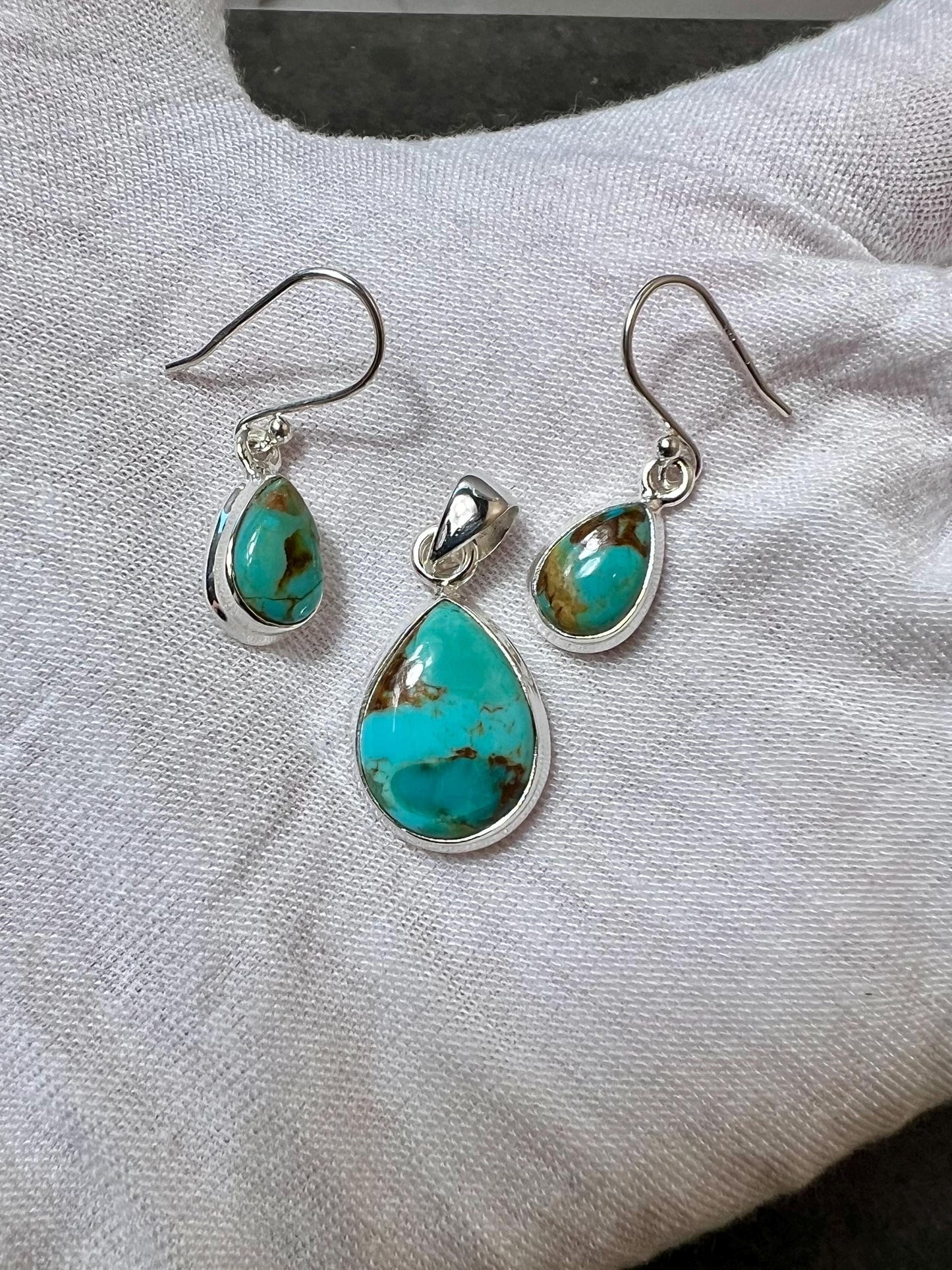 Natural Gemstone Pendant and Earrings Jewelry Set - Lapis Lazuli, Tiger's Eye, Malachite, Turquoise - Jade Bear Gems 