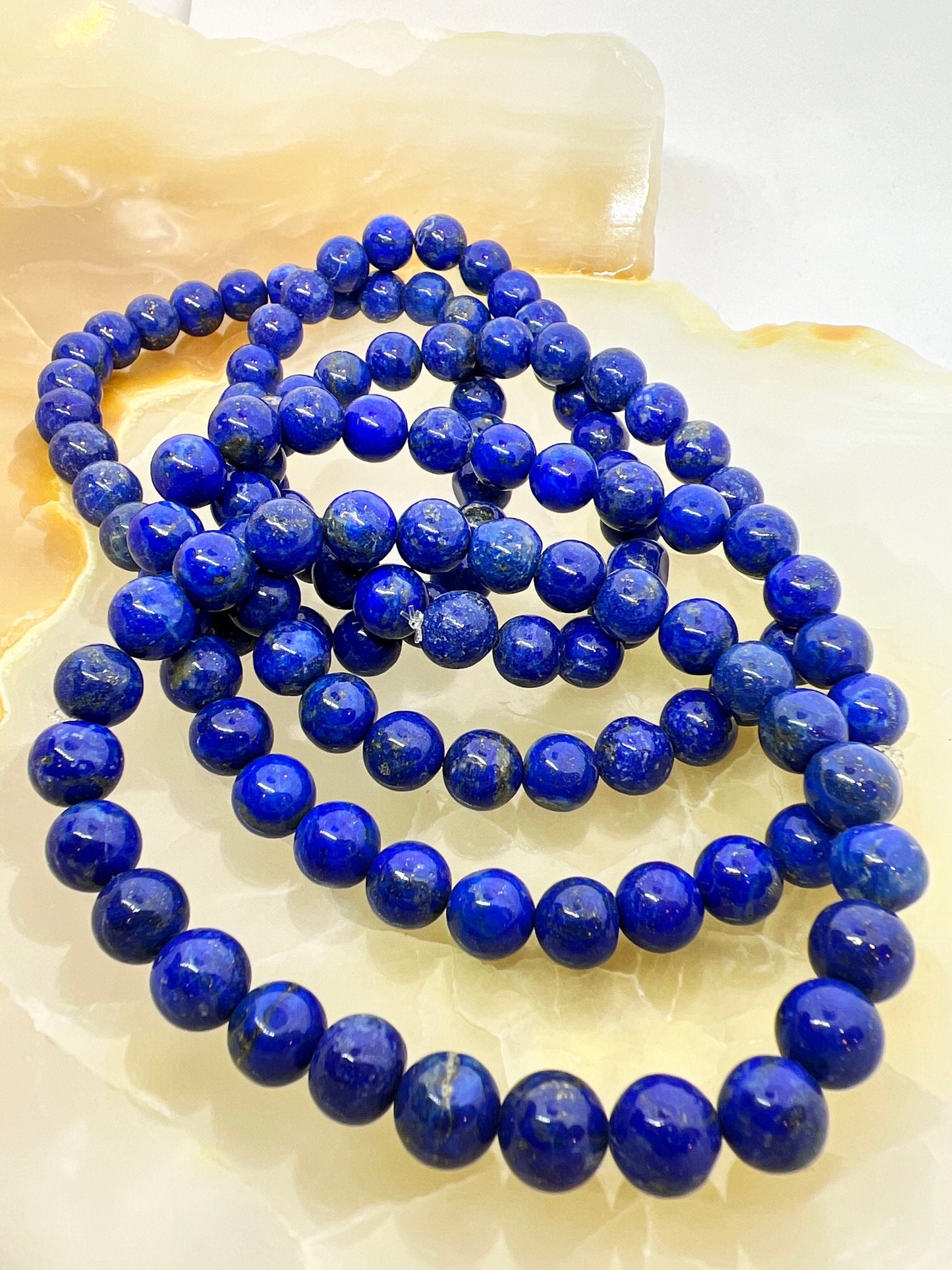 Natural Lapis Lazuli Gemstone Beaded Bracelet Unisex - Jade Bear Gems 