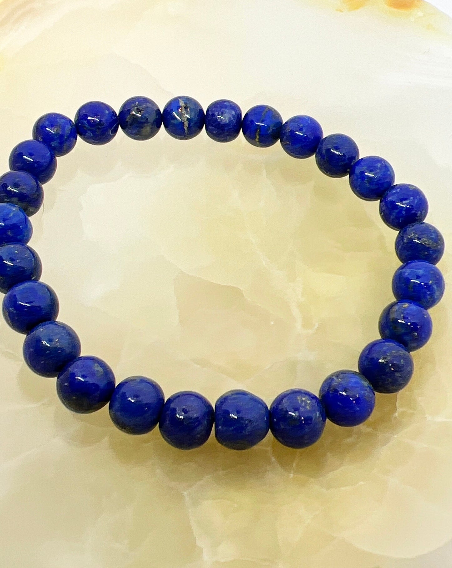Natural Lapis Lazuli Gemstone Beaded Bracelet Unisex - Jade Bear Gems 