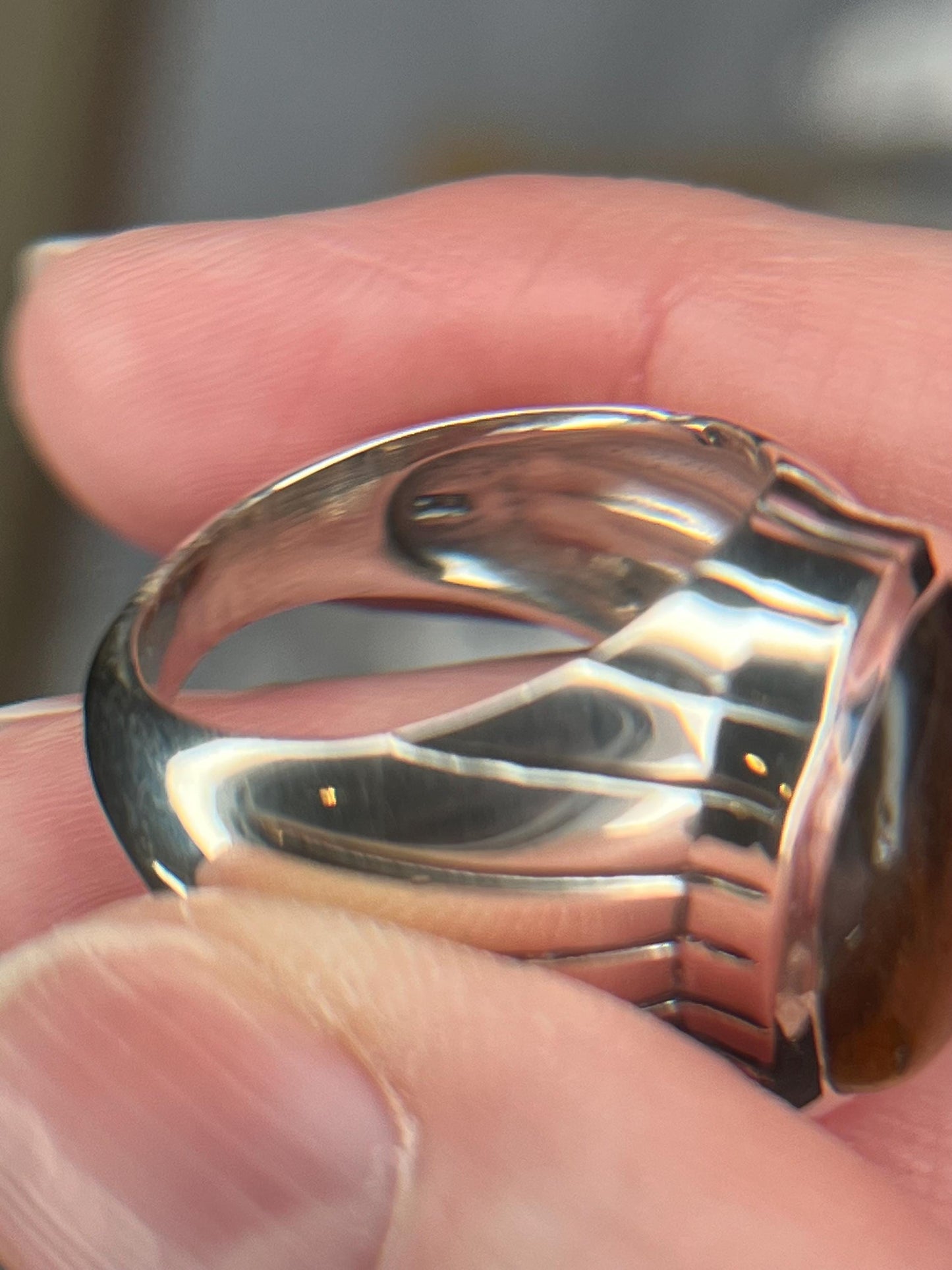 Tiger Eye Ring, Mens Handmade Ring, Tiger Eye Men's Ring, Men's Ring, Silver Men's Ring, 925 Sterling Silver Mens Ring, Gift for Him - Jade Bear Gems 