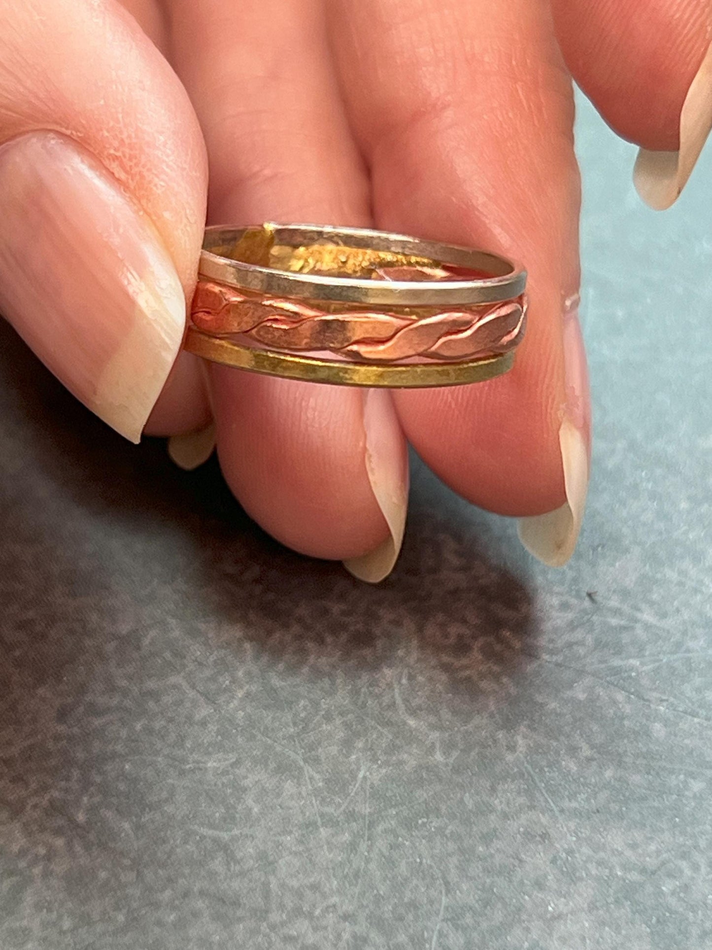 Twisted Center Copper Ring - 6mm Copper Band - Handcrafted Copper Rings - Unisex - Jade Bear Gems 