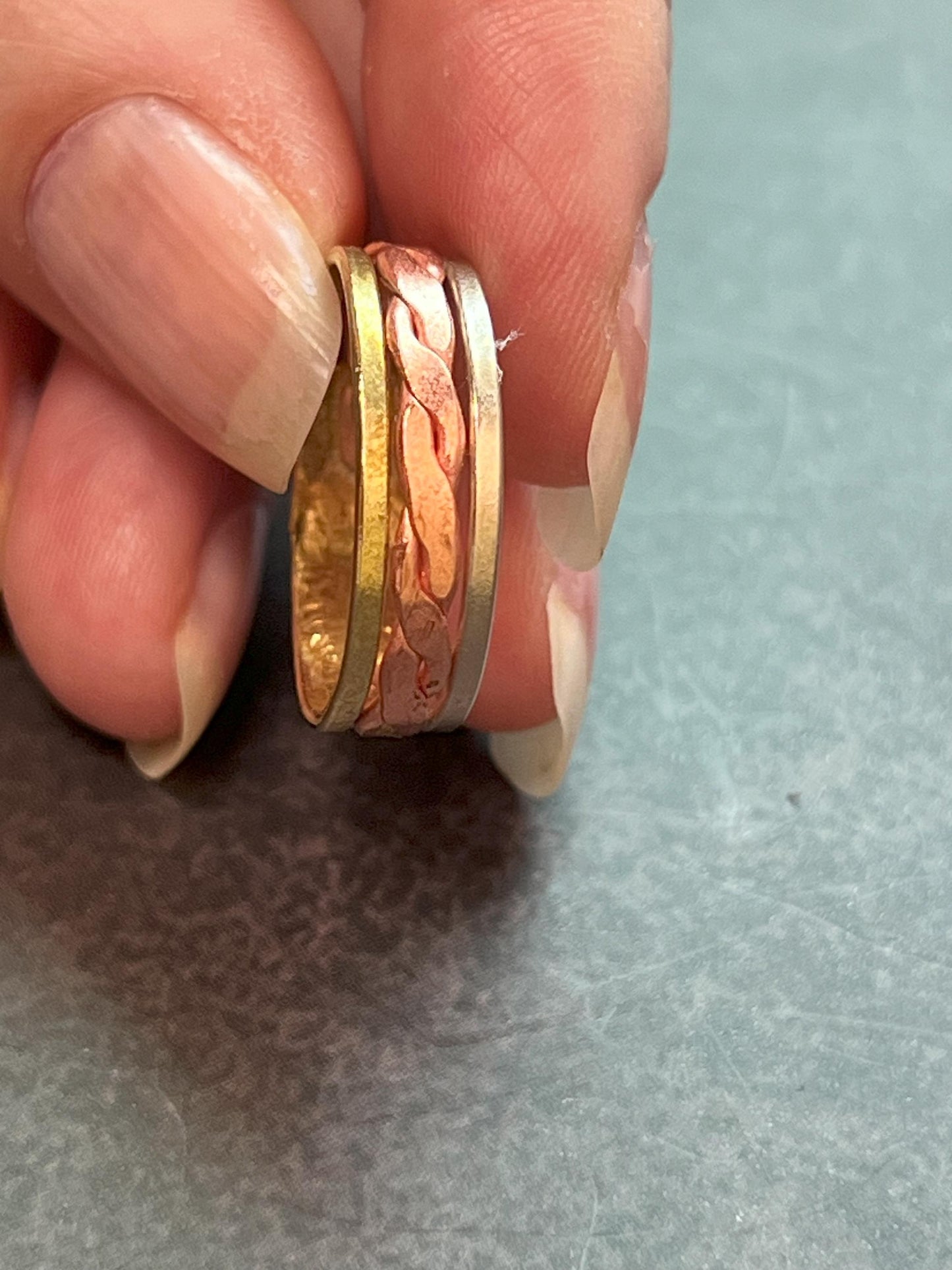 Twisted Center Copper Ring - 6mm Copper Band - Handcrafted Copper Rings - Unisex - Jade Bear Gems 