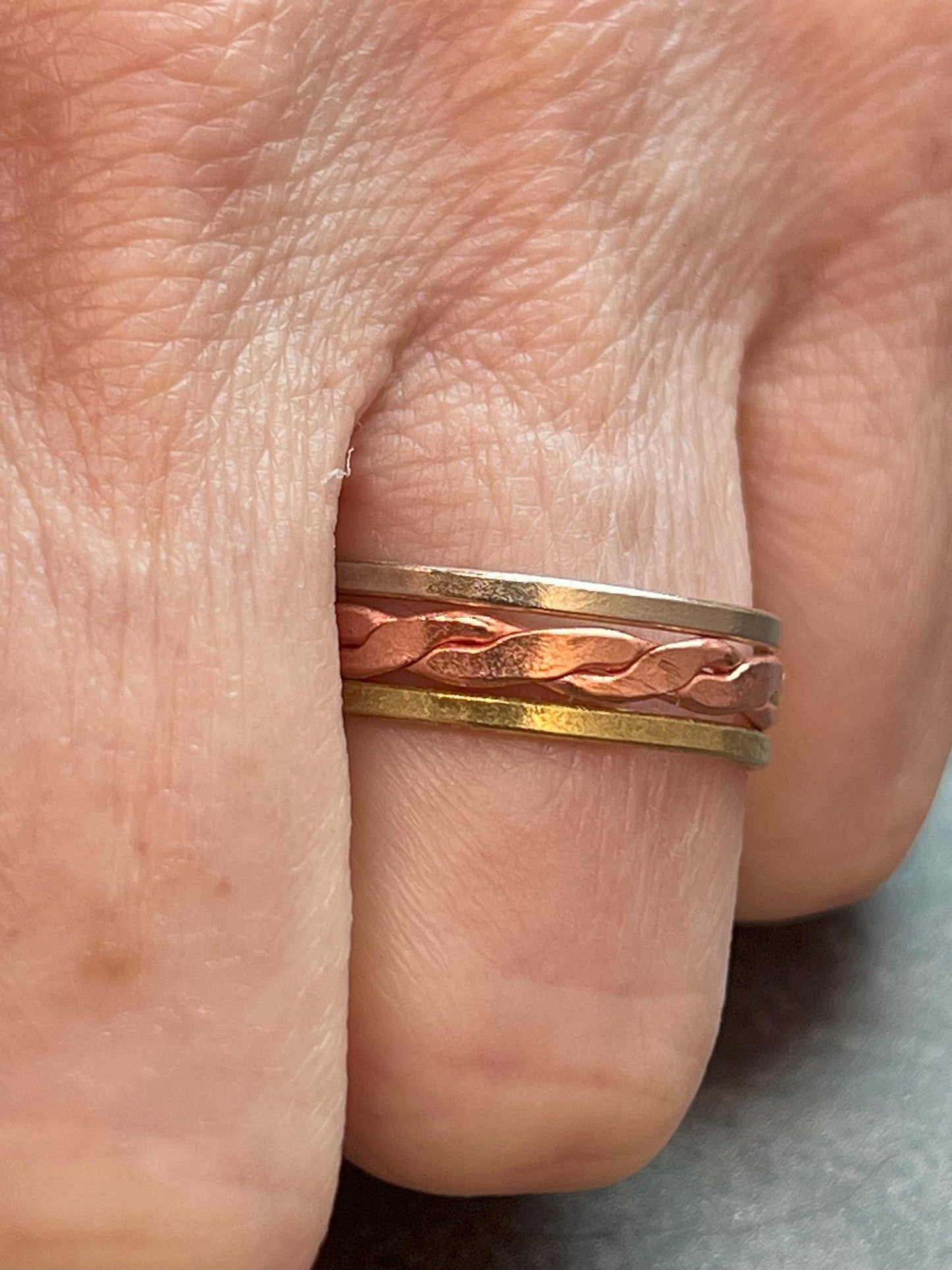 Twisted Center Copper Ring - 6mm Copper Band - Handcrafted Copper Rings - Unisex - Jade Bear Gems 