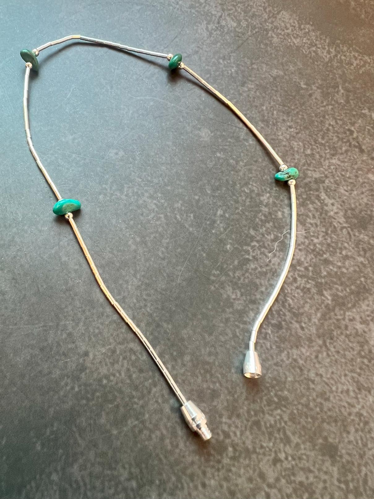Handcrafted Liquid Silver Turquoise Nugget Beaded Anklet - 9.5 inches - Turquoise Ankle Bracelet - Jade Bear Gems 